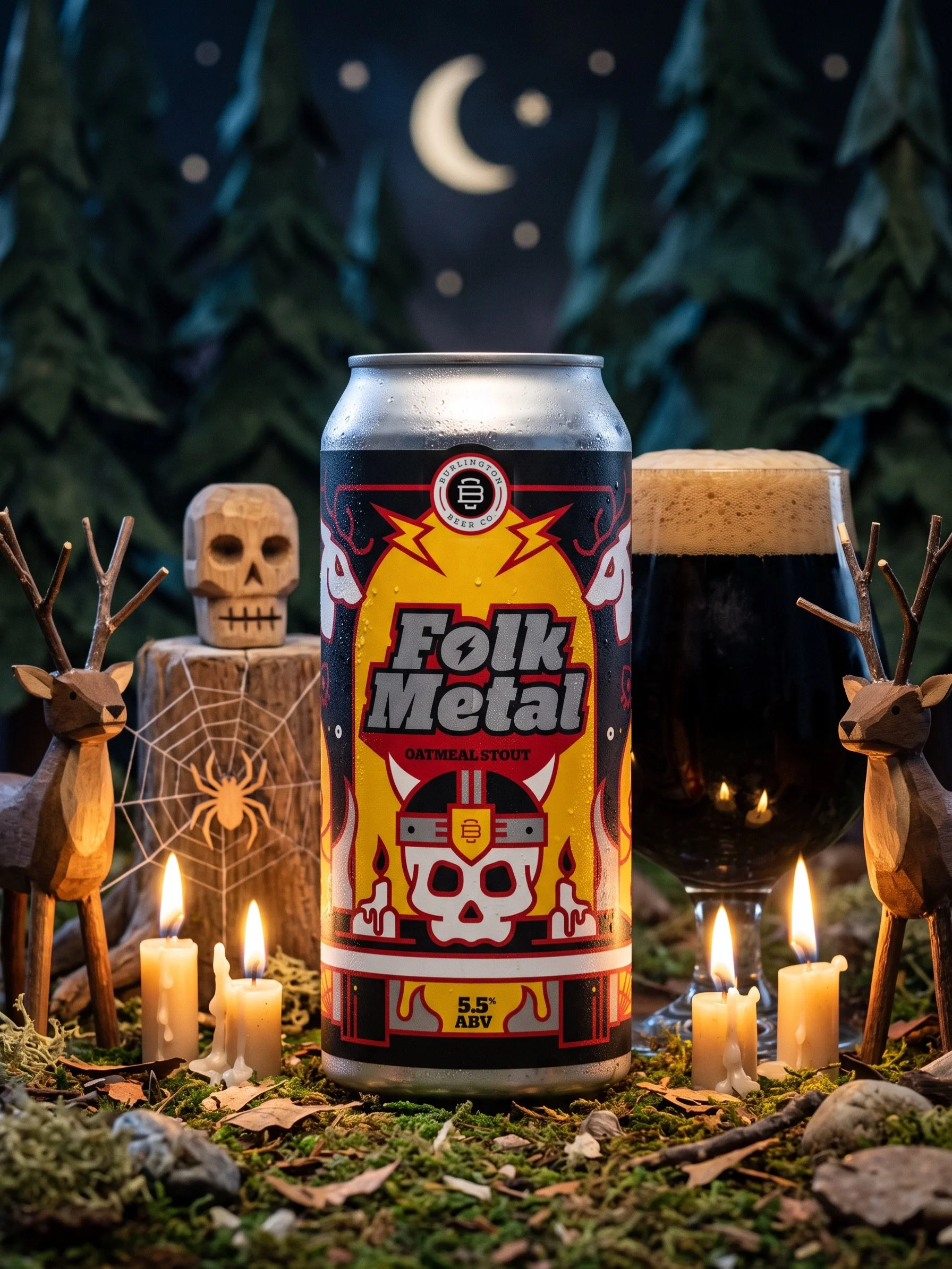 🤘 🤘 🤘 

When that cool weather hits and it feels like dark beer season. We present our annual release of Folk Metal, Oatmeal Stout. Pairs well with double bass drums, loud guitars, and heavy distortion.

Chocolate, Espresso, and Caramel weave thro
