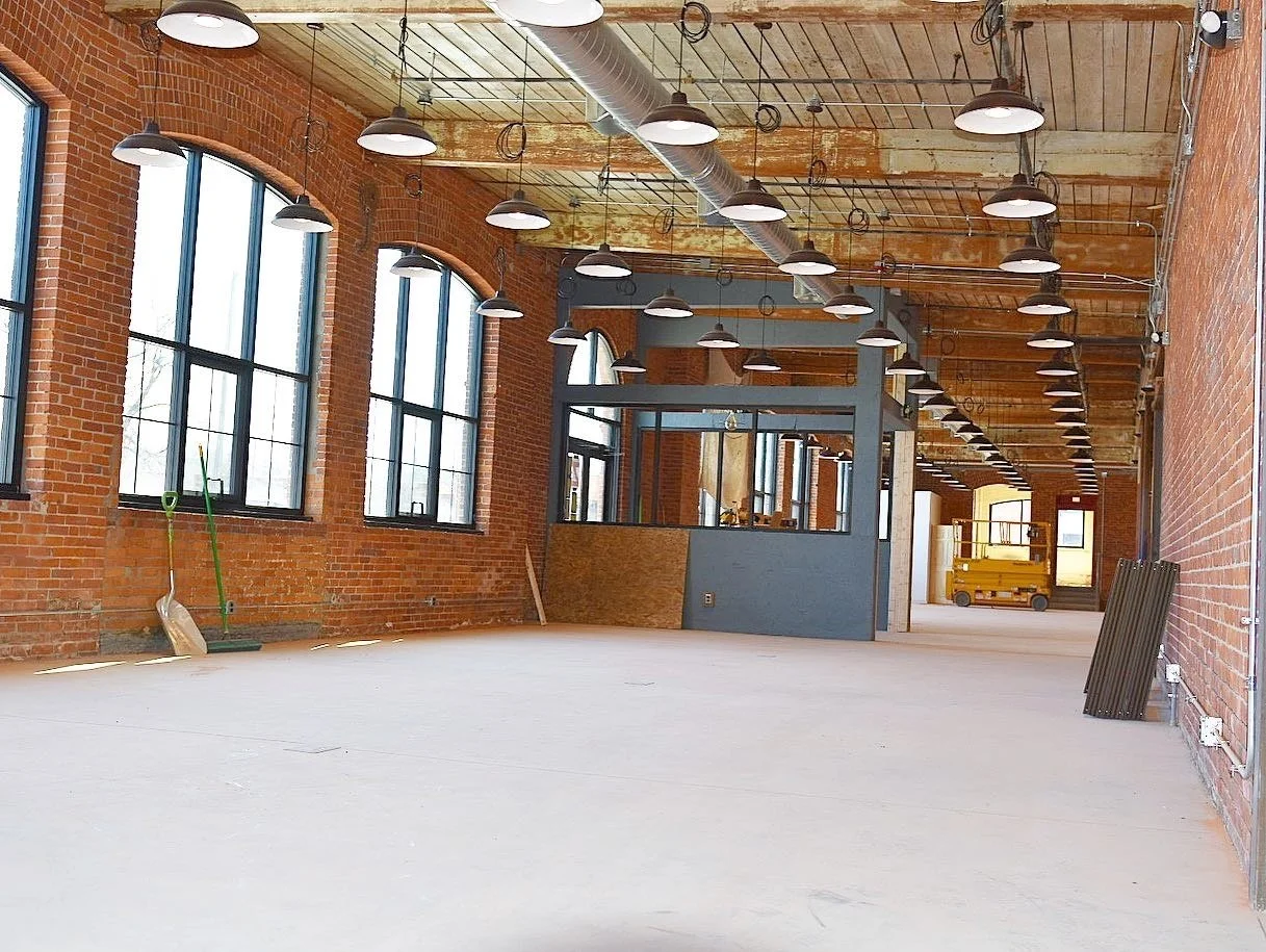 The unfinished Flynn Avenue interior before its opening as Burlington Beer Co.’s taproom and restaurant.