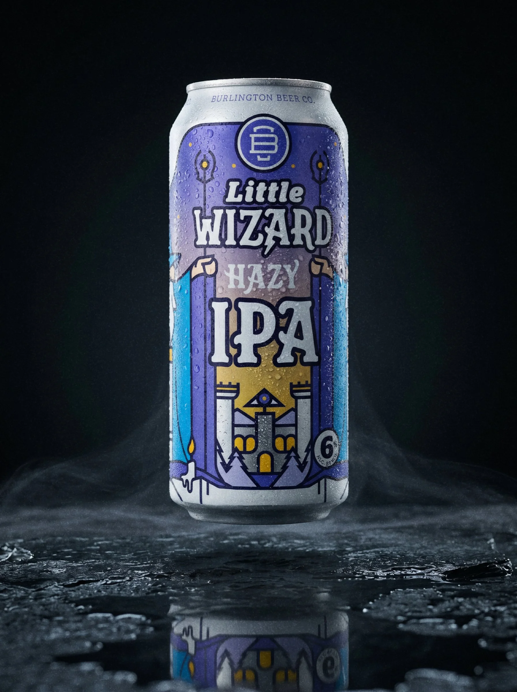 Little Wizard Hazy IPA can in a studio setting