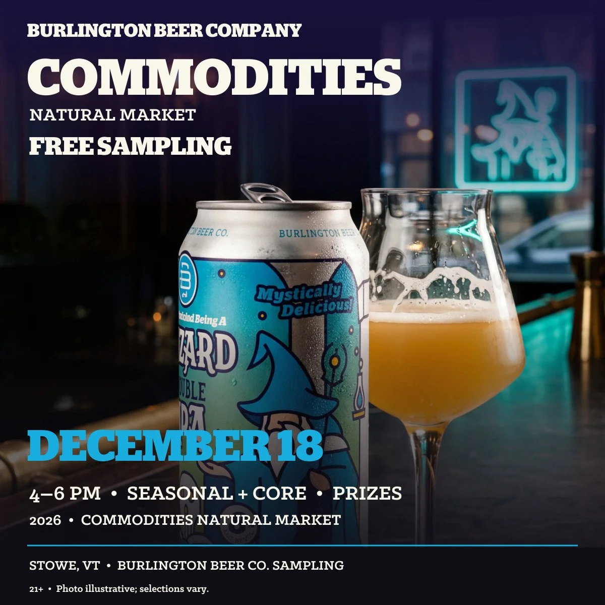 Free Burlington Beer Co. Sampling at Commodities Natural Market