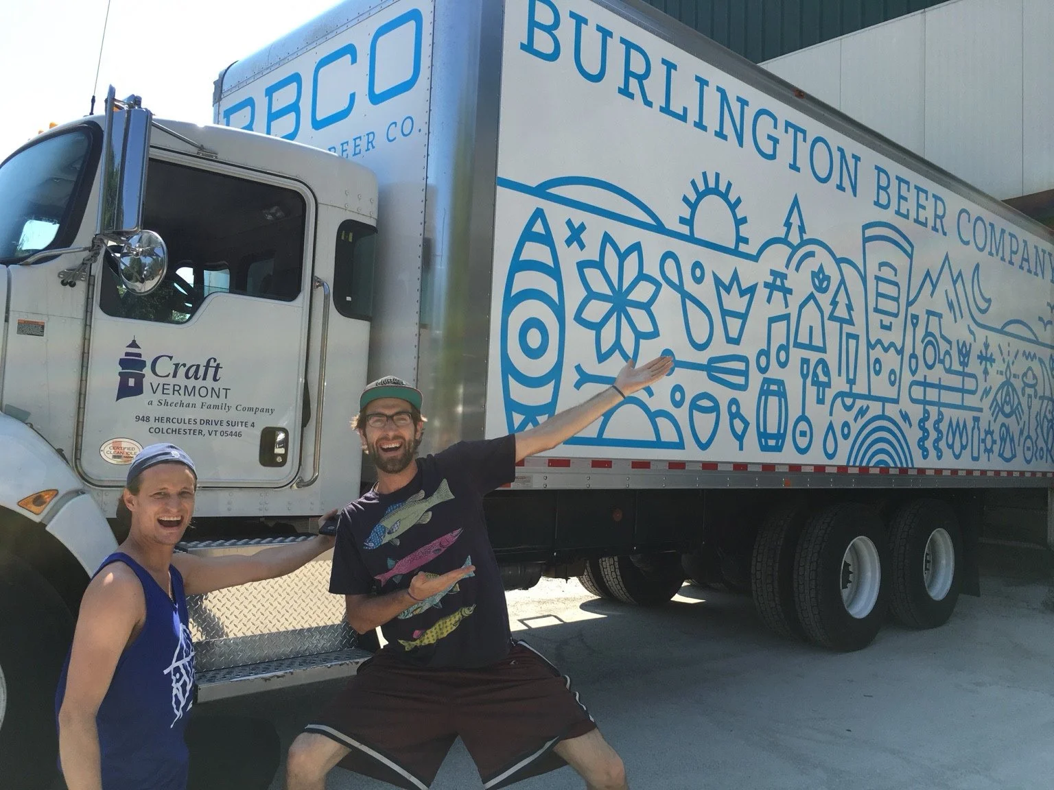 Members of Burlington Beer Co.’s first kitchen team celebrate beside the brewery’s first branded truck.