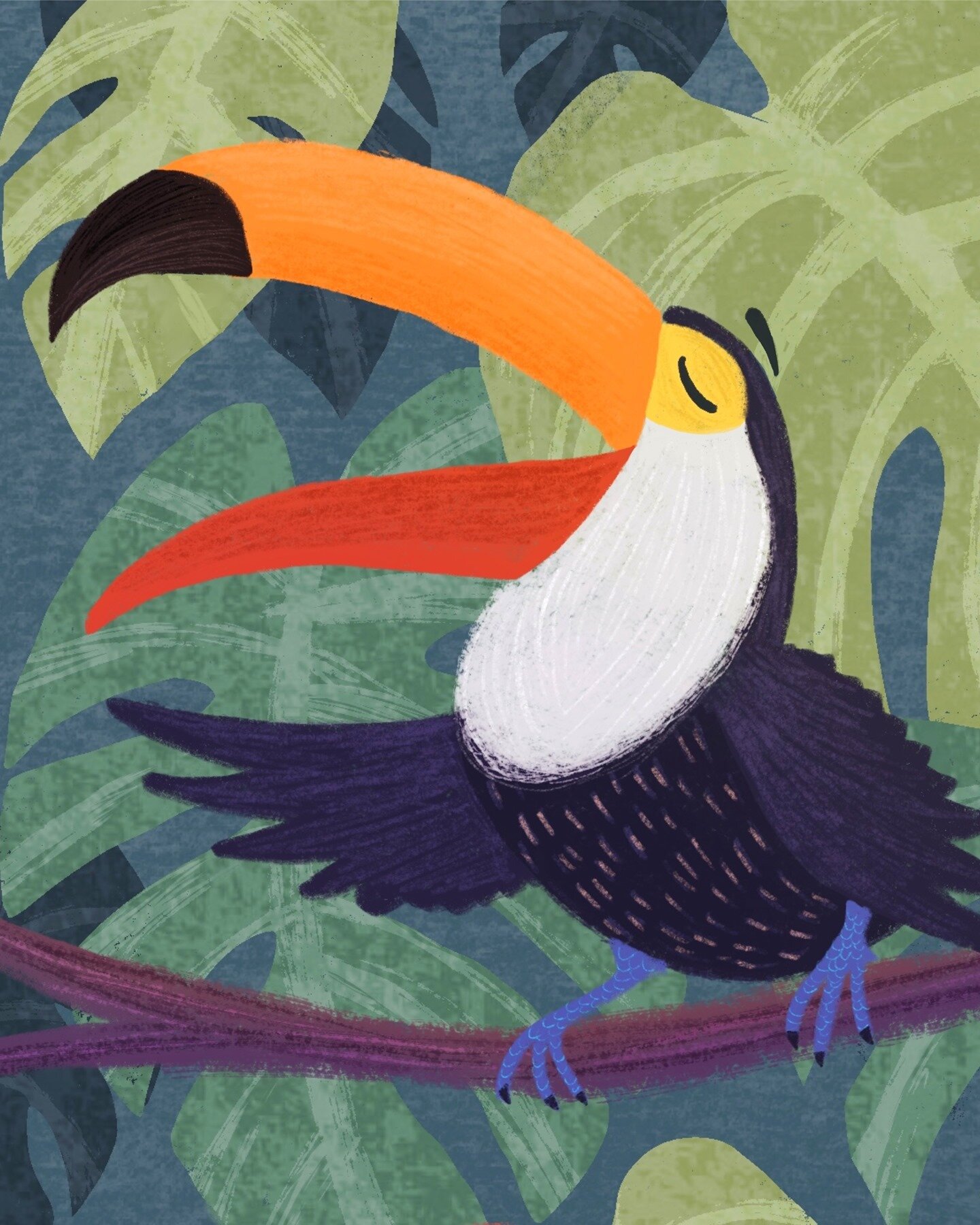 A toucan enthralled by his own song (though not sure if the rest of the jungle is!) 🎶  I'm still working on lots of projects I can't reveal just yet, but hopefully soon! 🤗⁠
.⁠
.⁠
.⁠
.⁠
.⁠
.⁠
.⁠
.⁠
.⁠
.⁠
#picturebookillustrations #childrensillustrat