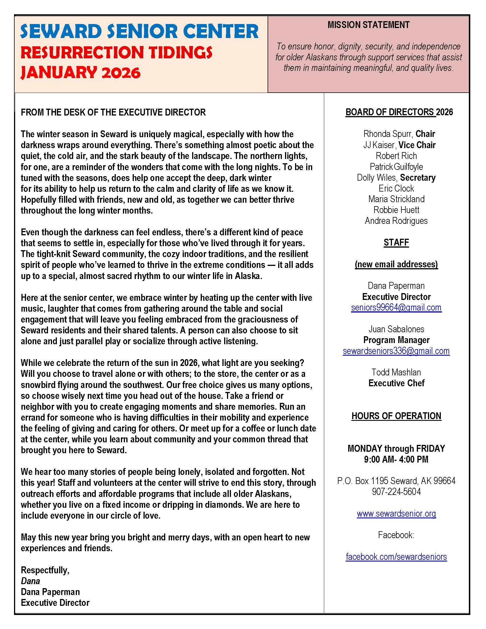 January 2026 Newsletter