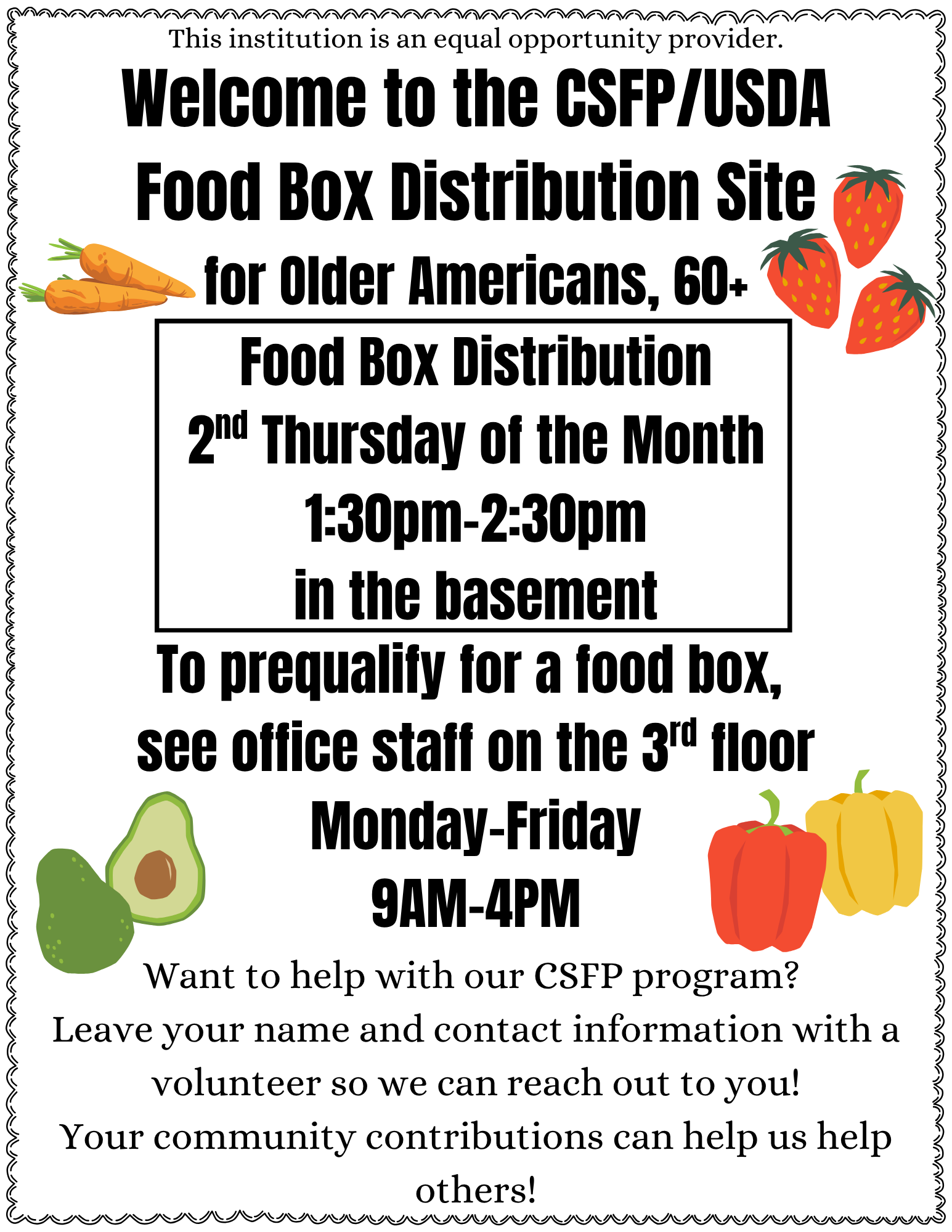 Commodity Supplemental Food Program Pick Up 