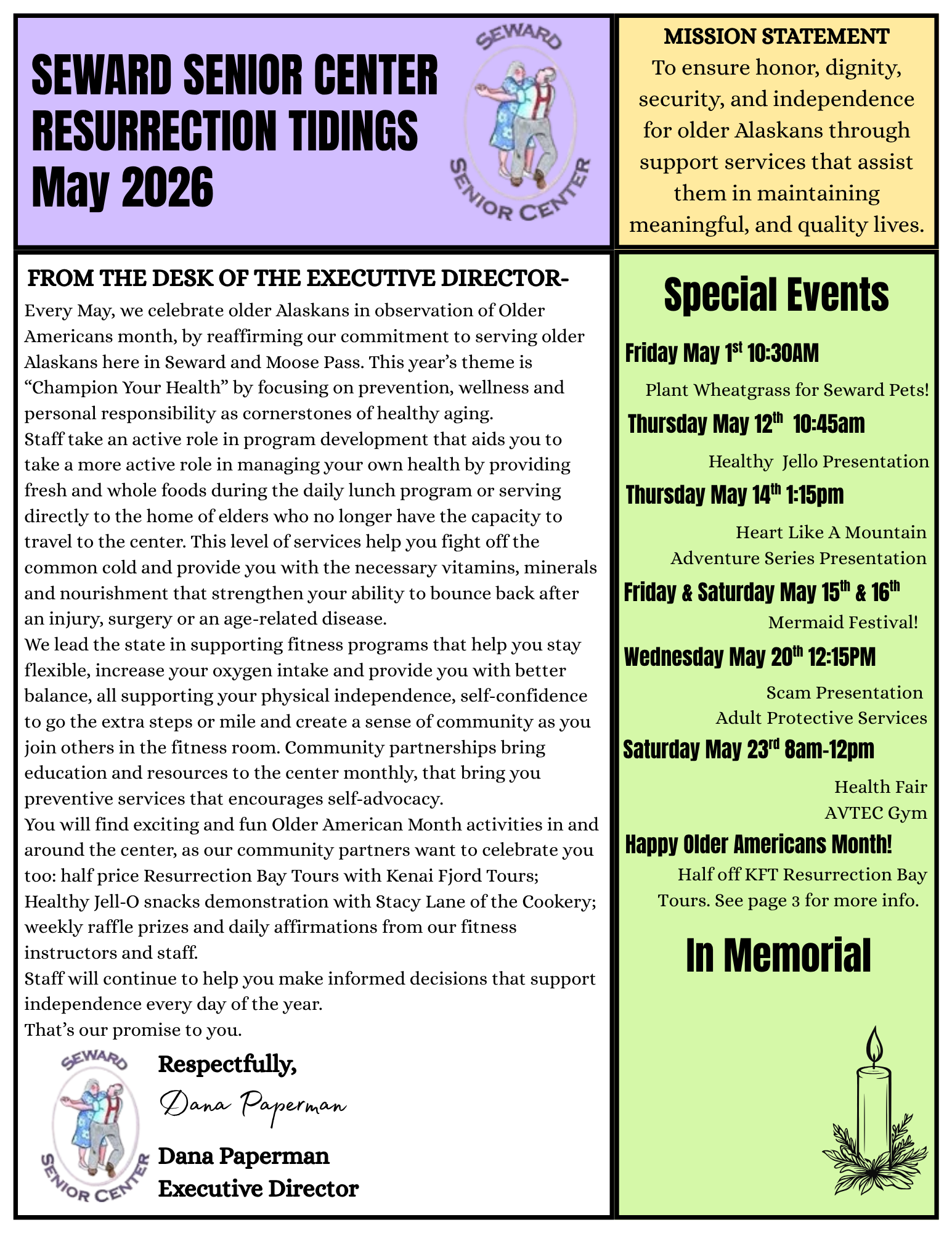 May 2026 Resurrection Tidings Newsletter 
