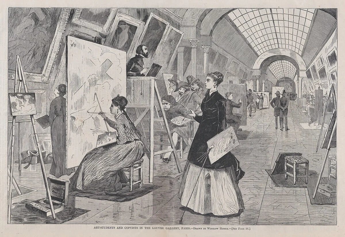 Art-Students and Copyists in the Louvre Gallery, Paris (from "Harper's Weekly," Vol. XII) January 11, 1868, After&nbsp;Winslow Homer,&nbsp;American