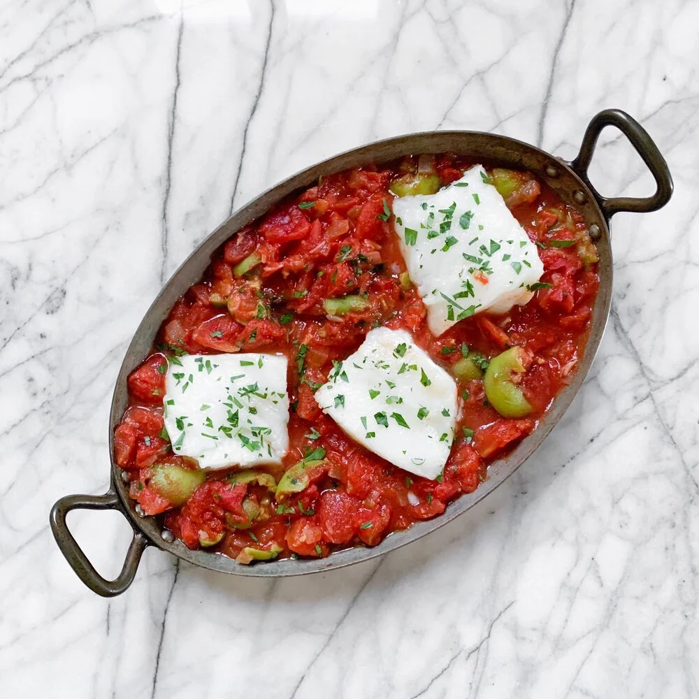 Black Cod with Tomatoes and Castelvetrano Olives