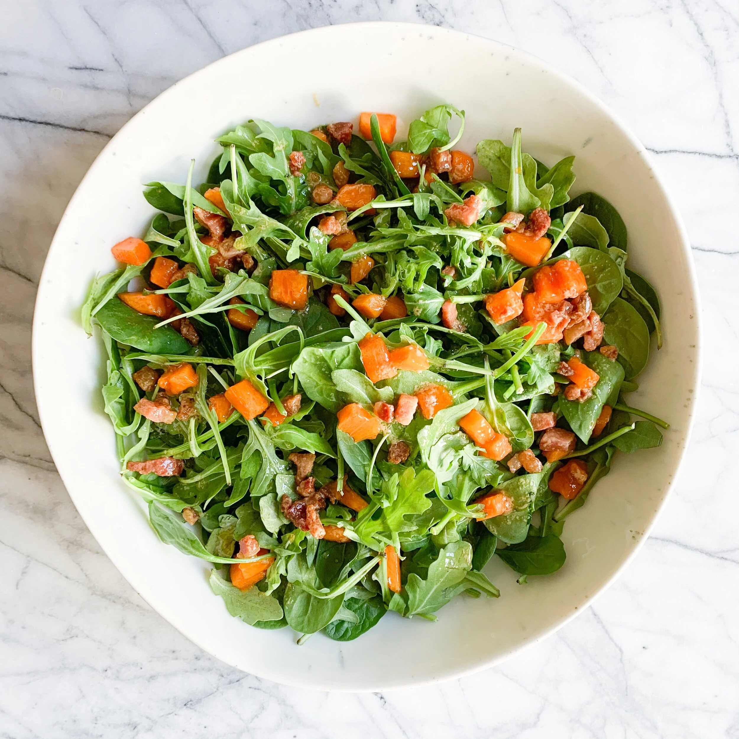 Persimmon Salad with Warm Pancetta Dressing
