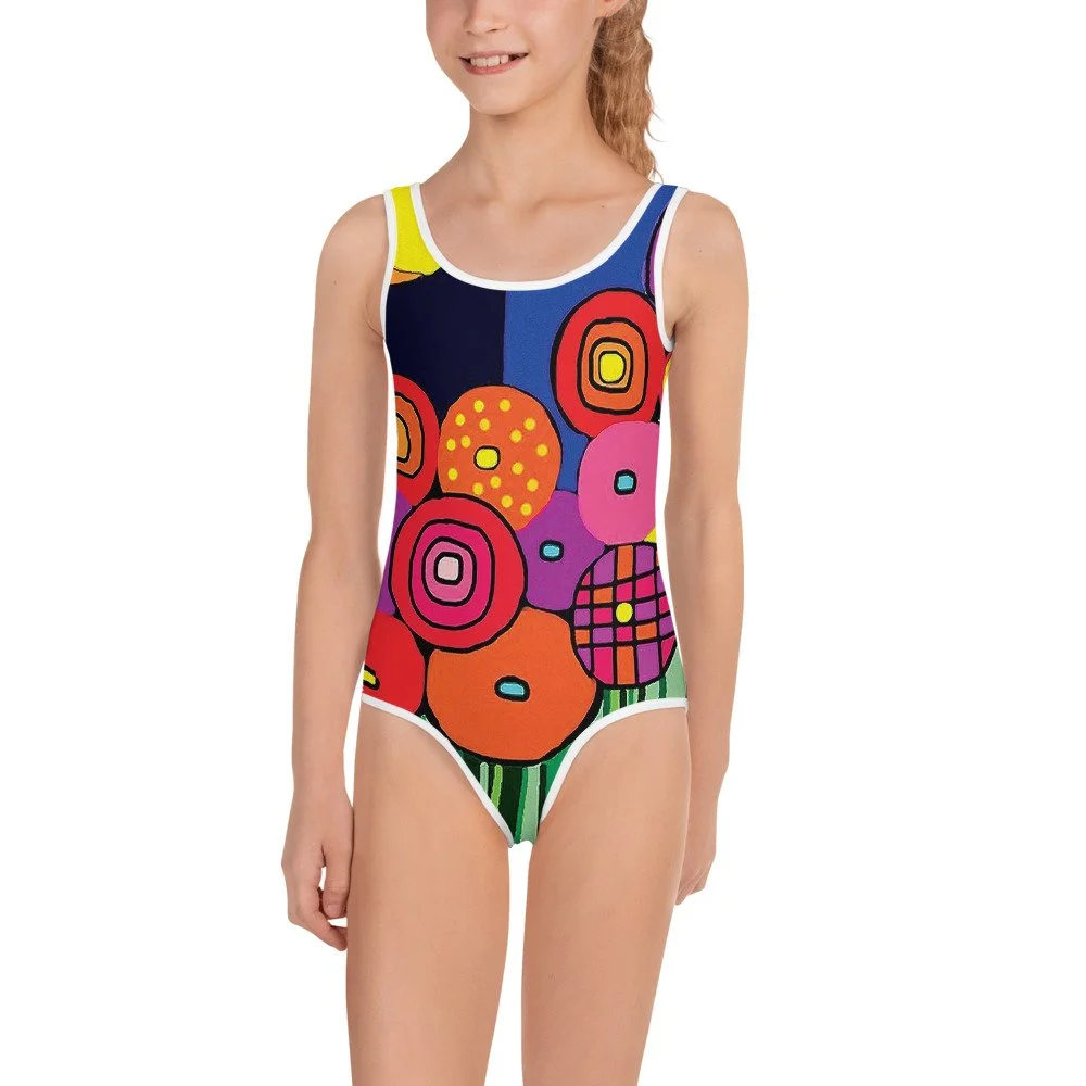 Swimsuit Poppy Love - All-Over Print Kids Swimsuit — Dora Ficher Art