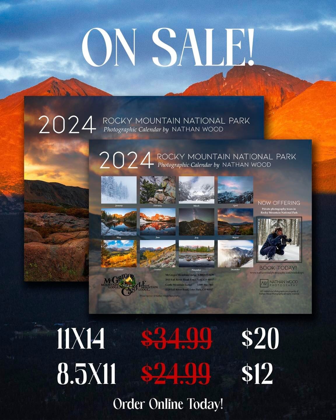 HUGE SALE!! Now until I sell out, my 2024 calendars are at a discounted price! The smaller size are now $12 and the larger size are now $20!

Order yours on my website while supplies last!

#nationalpark #rockymountainnationalpark #nationalparks #vis