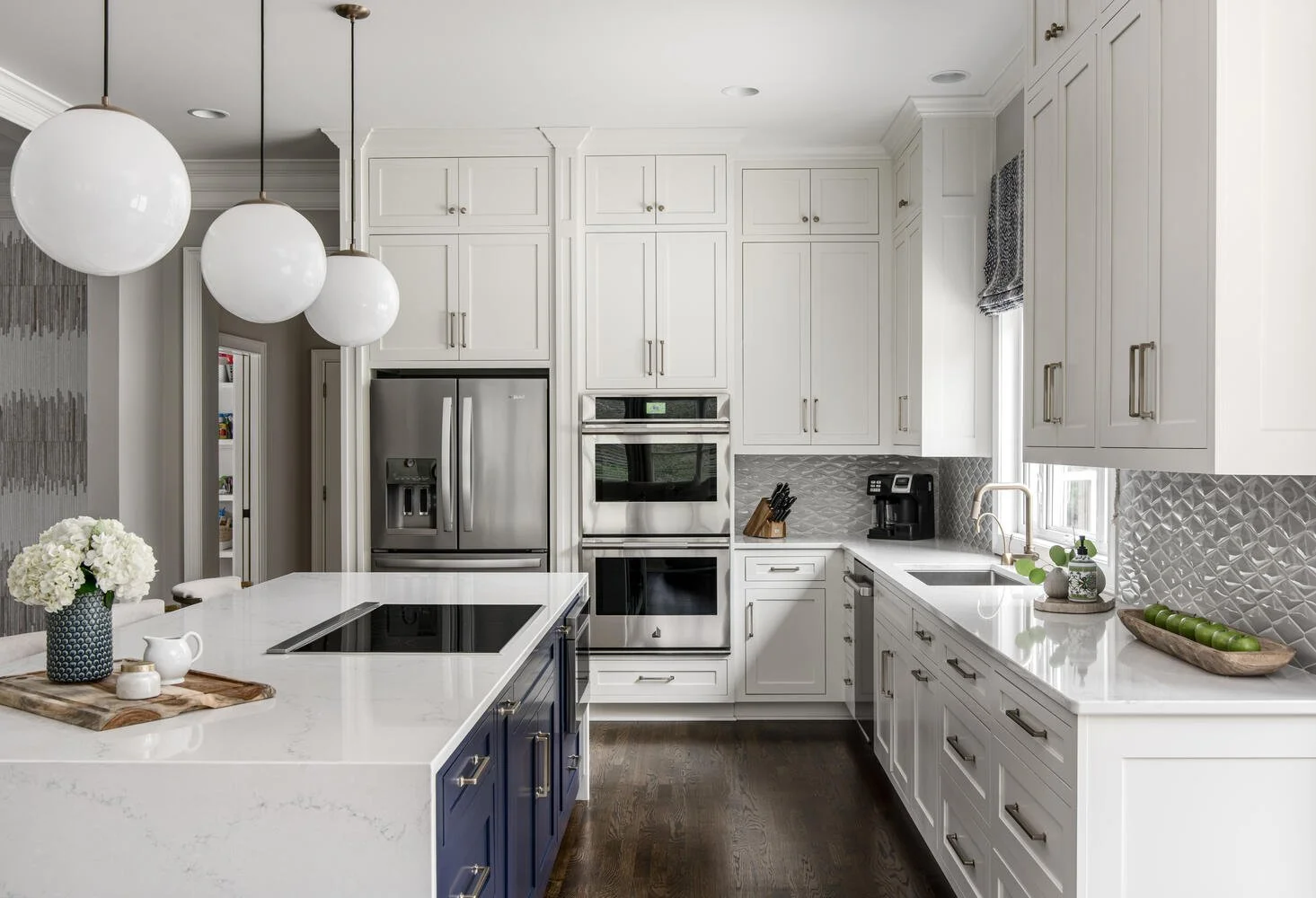 Blue and white kitchen