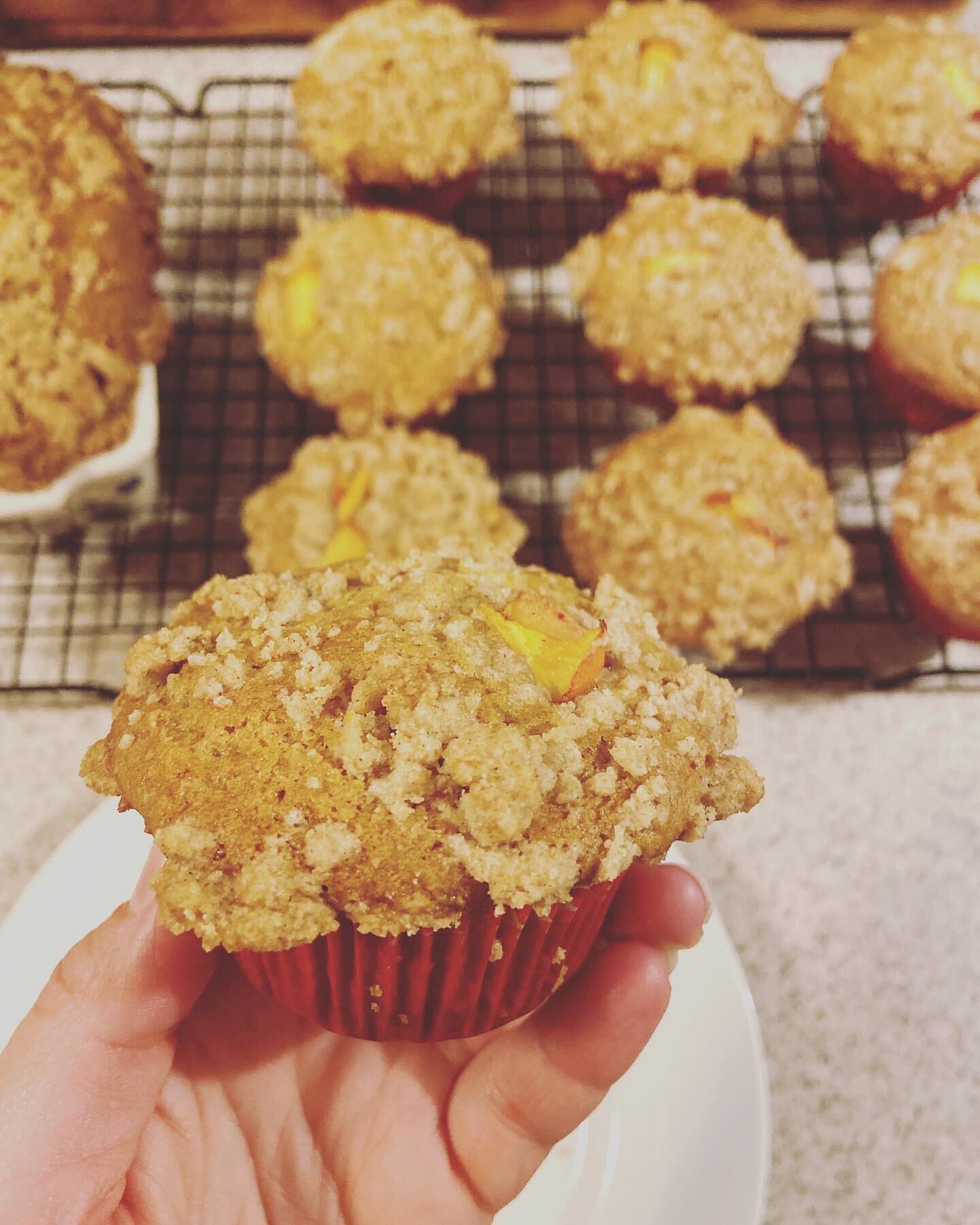 Check out these muffins* I made last night! 🍑 

They&rsquo;ve got a special ingredient! 😉 

Can you guess what it is?? (Swipe for clues) 🥛 
.
.
.
.
.

It&rsquo;s KEFIR!! 🎉 
We end up with an abundance of kefir at the studio as a byproduct of the 