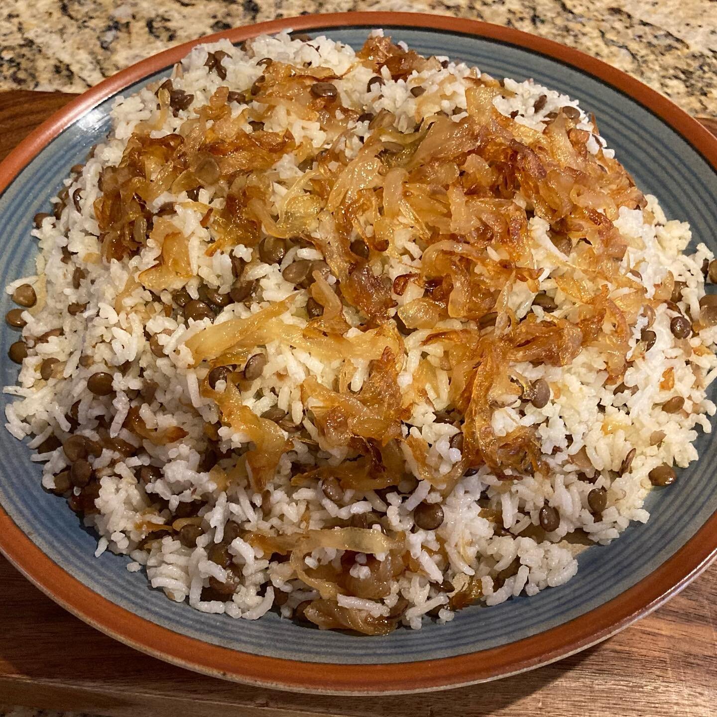 Mujedarra is loved by anyone who tastes it. How can a Rice and Lentil Syrian dish be so good? It&rsquo;s the caramelized onions of course!  #aleppocooking  #middleeasternfood #syrianfood  #sitto  #lentilrecipe