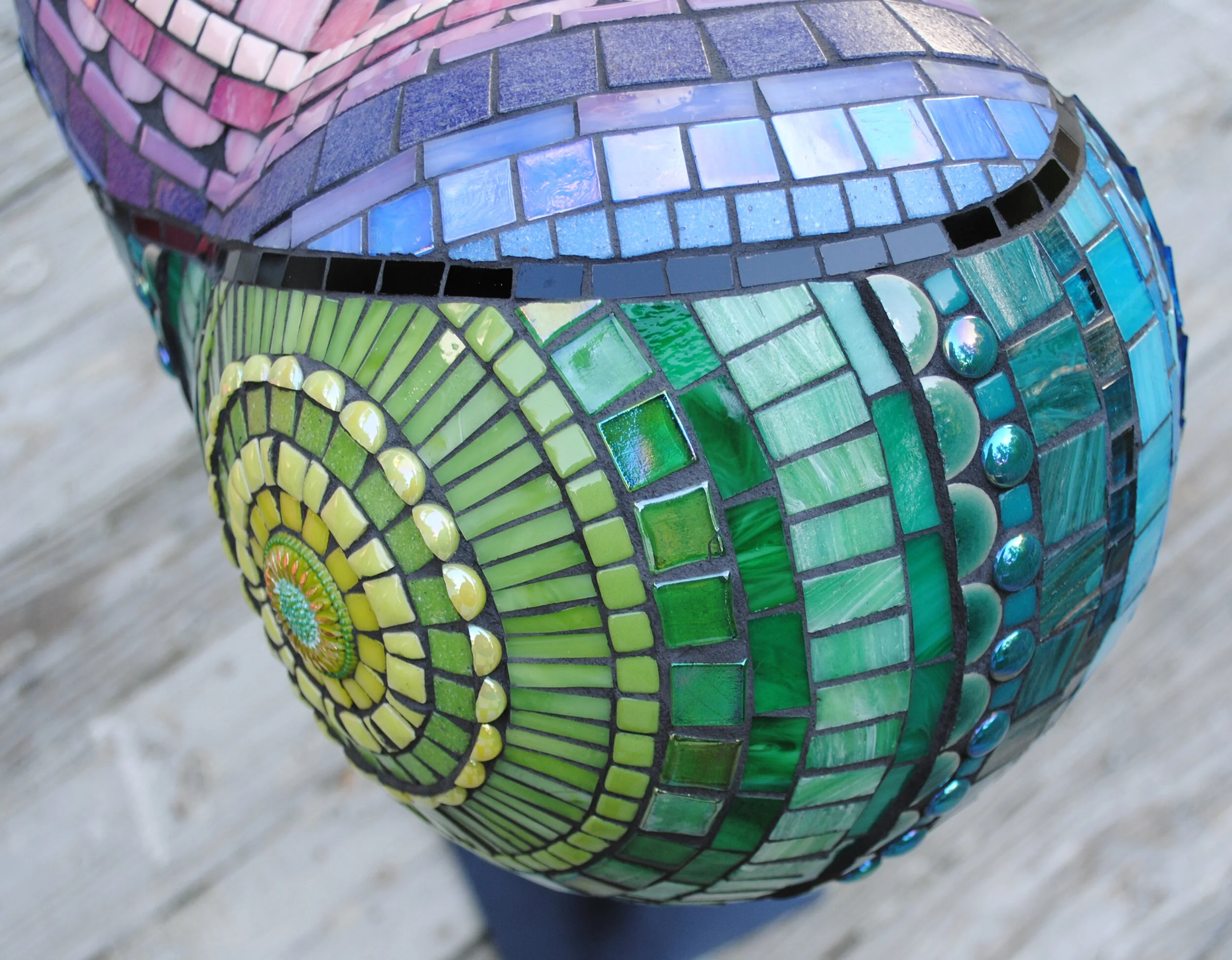 Meditation #2 3D mosaic heart sculpture in rainbow of colors