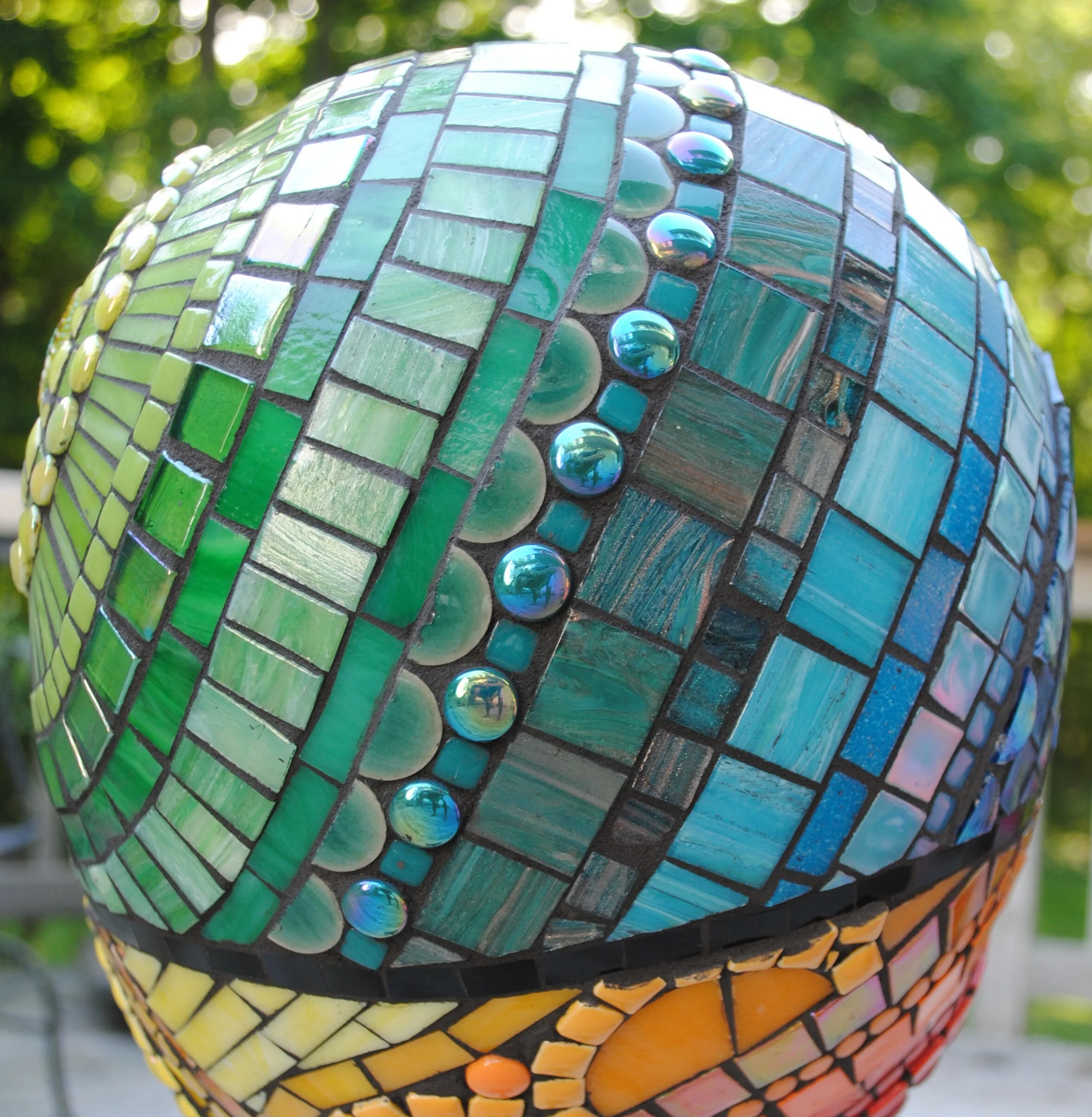 Meditation #2 3D mosaic heart sculpture in rainbow of colors