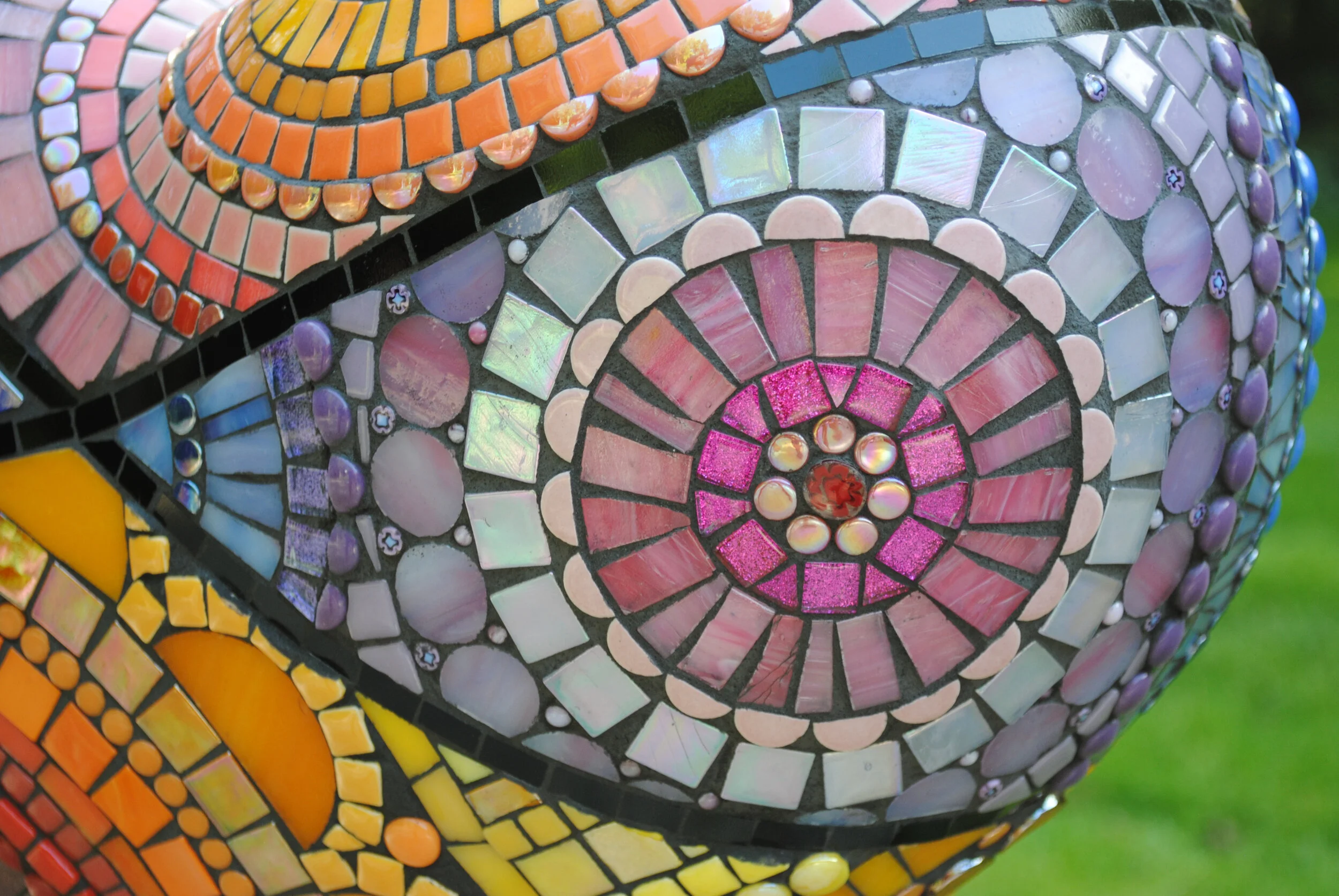 Meditation #2 3D mosaic heart sculpture in rainbow of colors