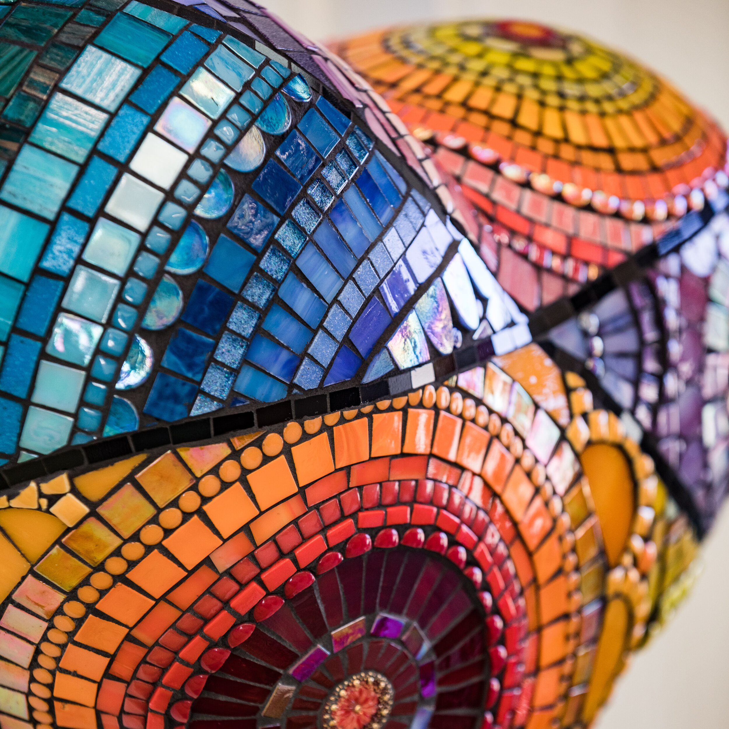 Meditation #2 3D mosaic heart sculpture in rainbow of colors