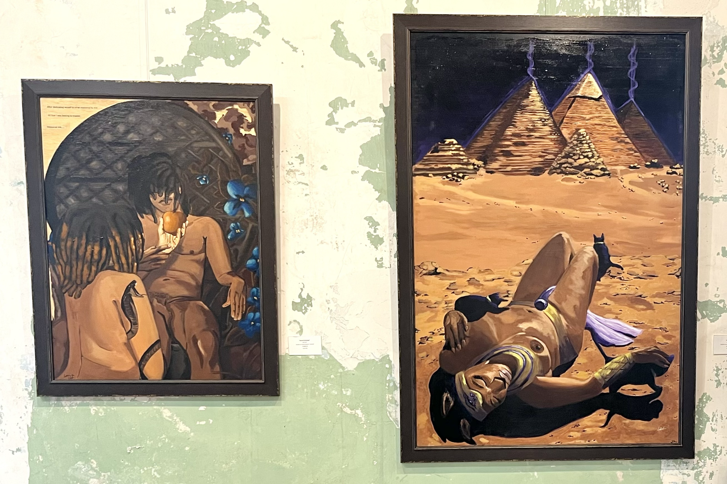"Sacred Exchange" and "BASTET" Originals at White Linen Night Exhibition (Framed)