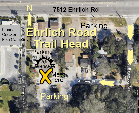 Location of Ehrlich Road Trail Head for Upper Tampa Bay Trail