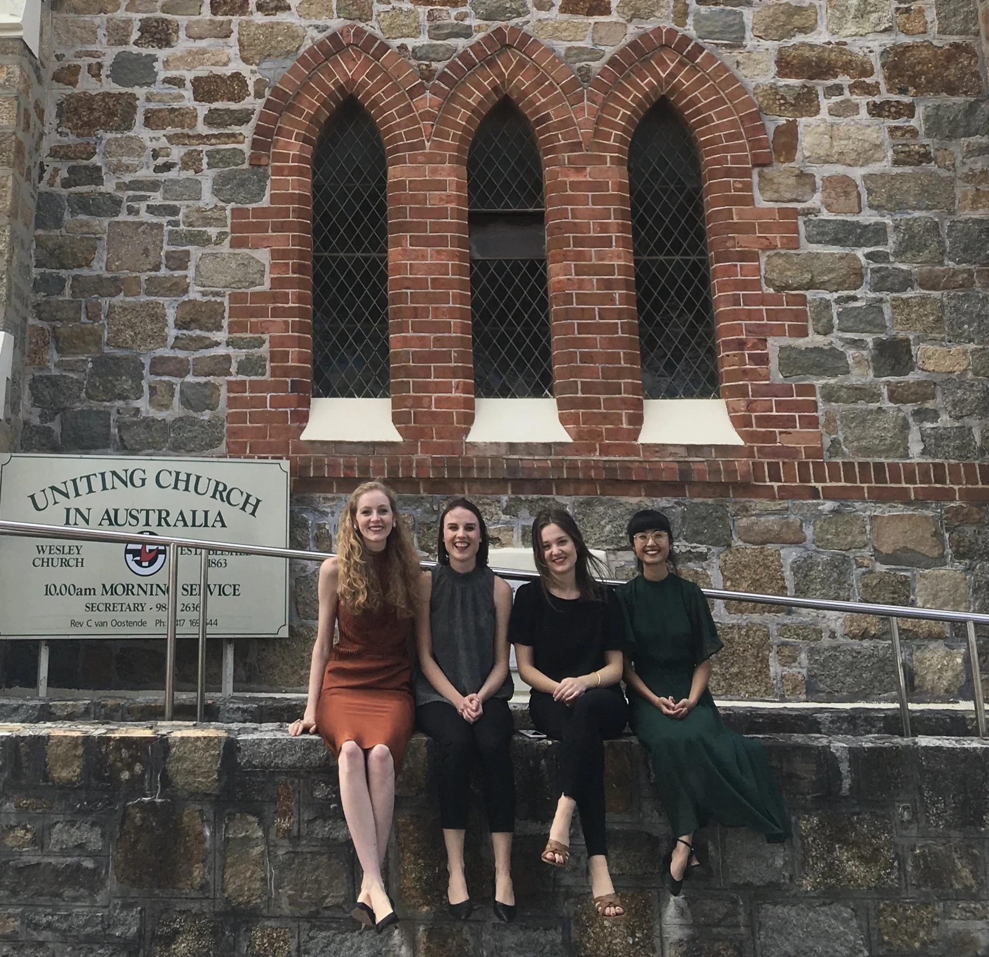 'Baroque Favourites', Albany Uniting Church, January 2021. L-R: Bonnie de la Hunty, Sarah Papadopoulos, Eliza McCracken, Krista Low.