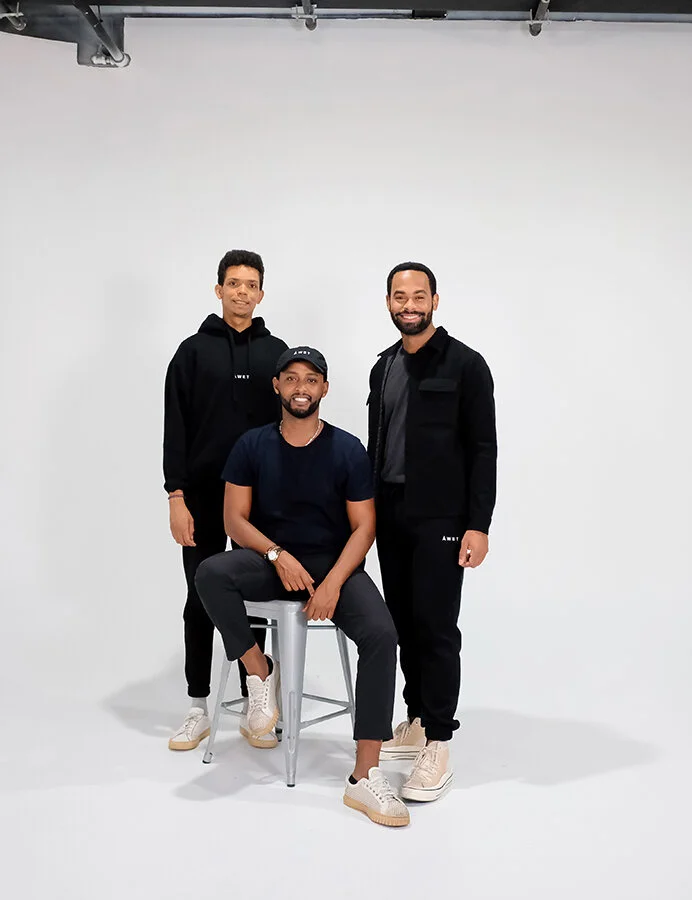 Photo: Franck Godefroy, Content Director (left), Áwet Woldegebriel, Founder &amp; Creative Director (center), and Alex St. Urbain, CMO (right)