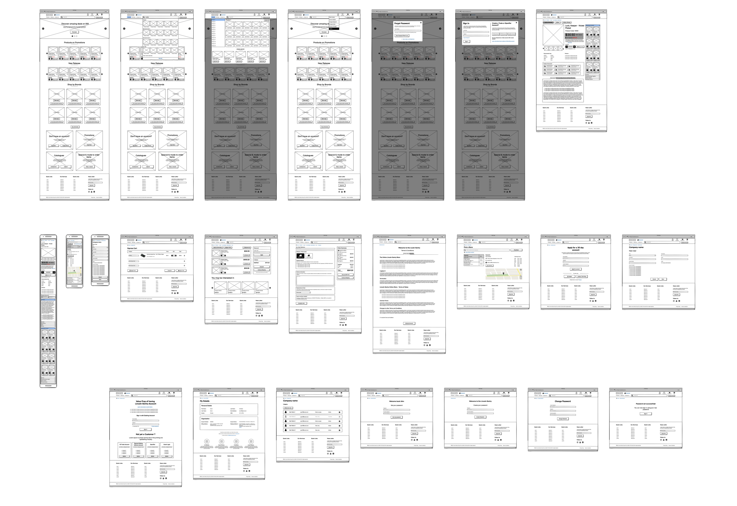 Low-fidelity wireframes