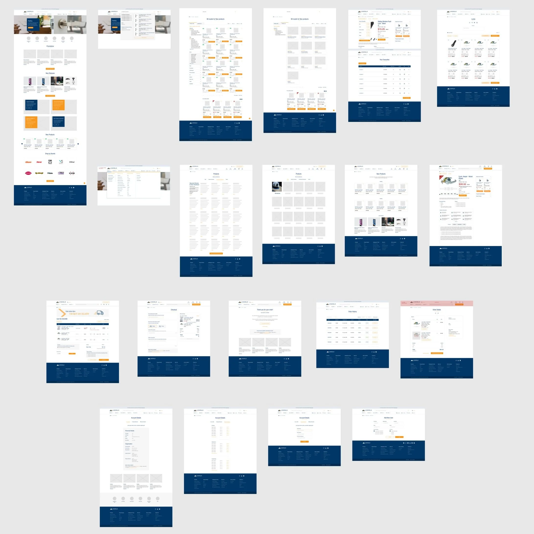 A selection of hi-fidelity wireframes