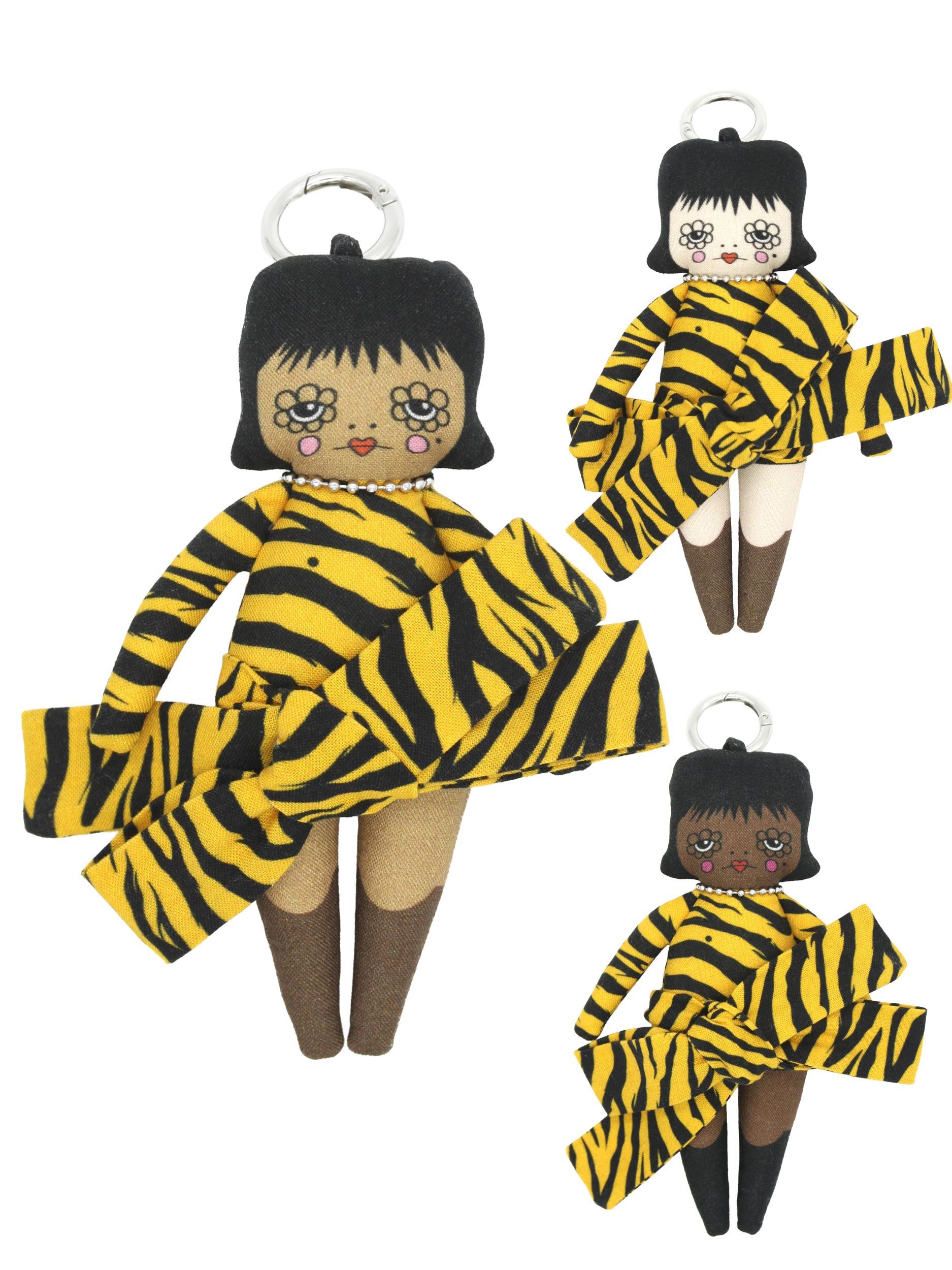 6" Orange Tiger Bow Bag Charm Doll