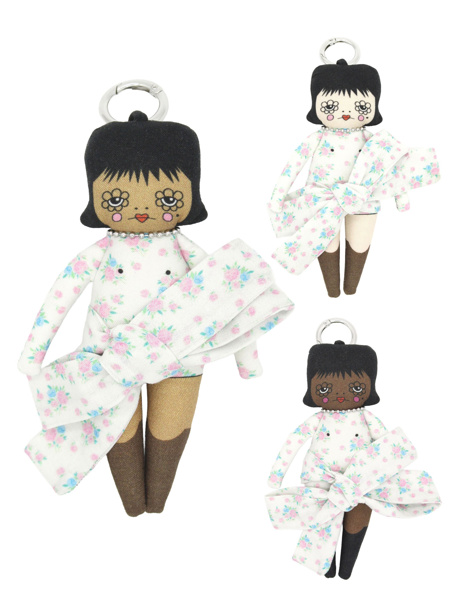 6" Pastel Floral Bow Bag Charm Doll