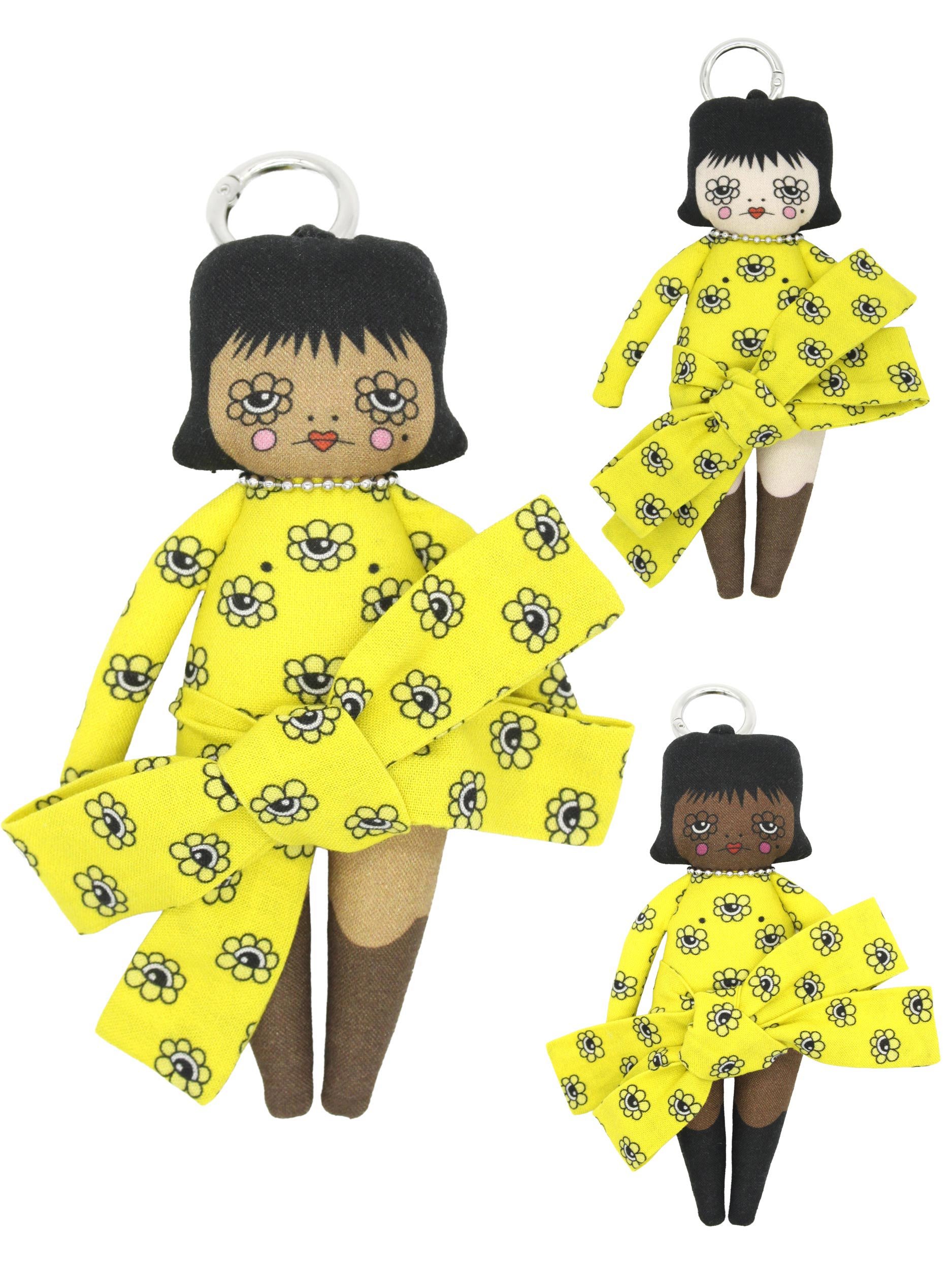 6" Yellow Doll Eyes Bow Bag Charm Doll
