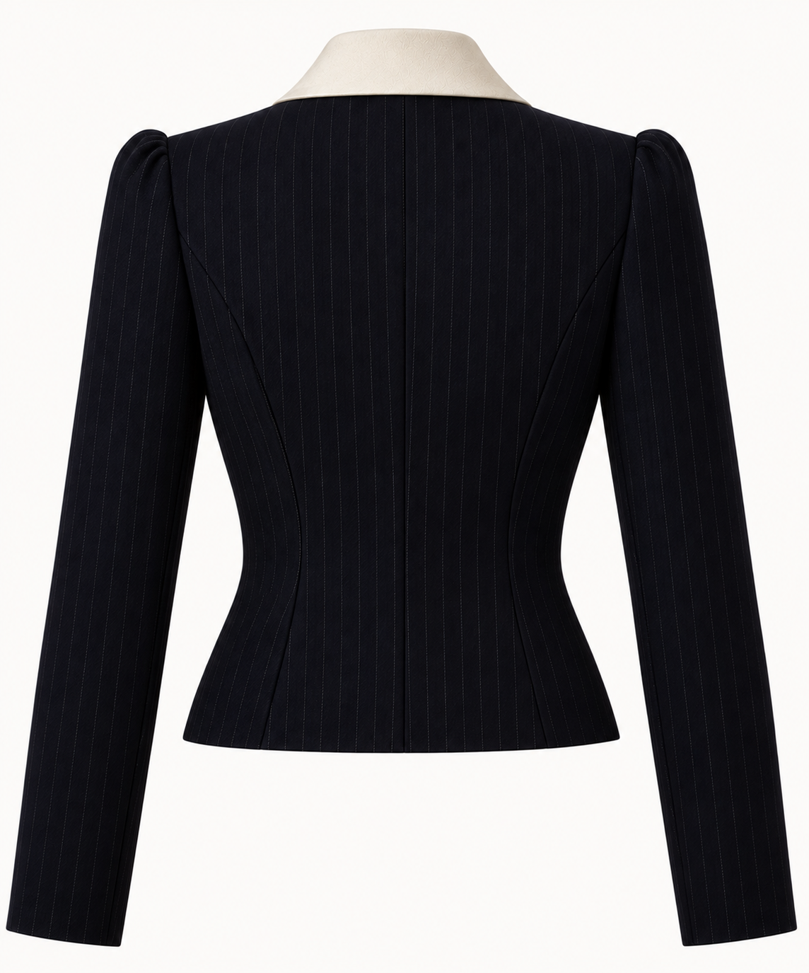Pinstriped Navy Blazer Back View.png