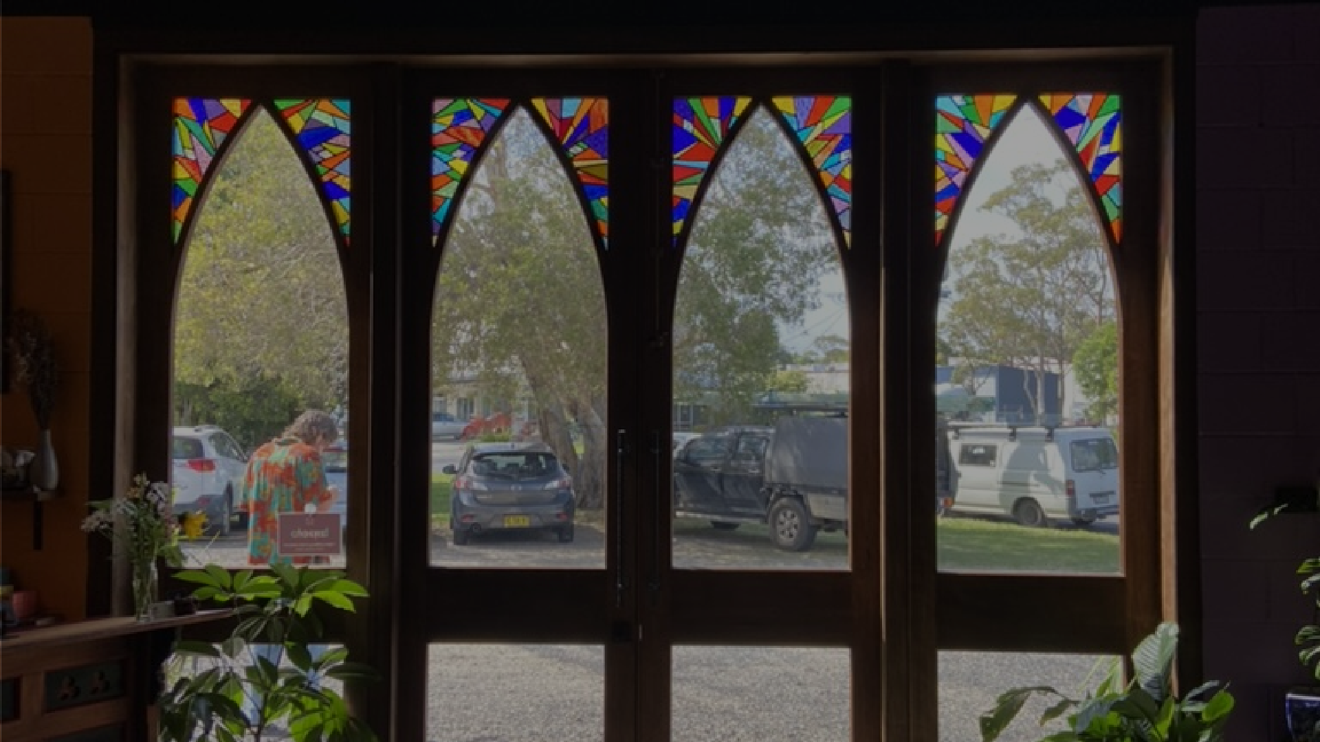 Custom stained glass doors with recycled timber.png