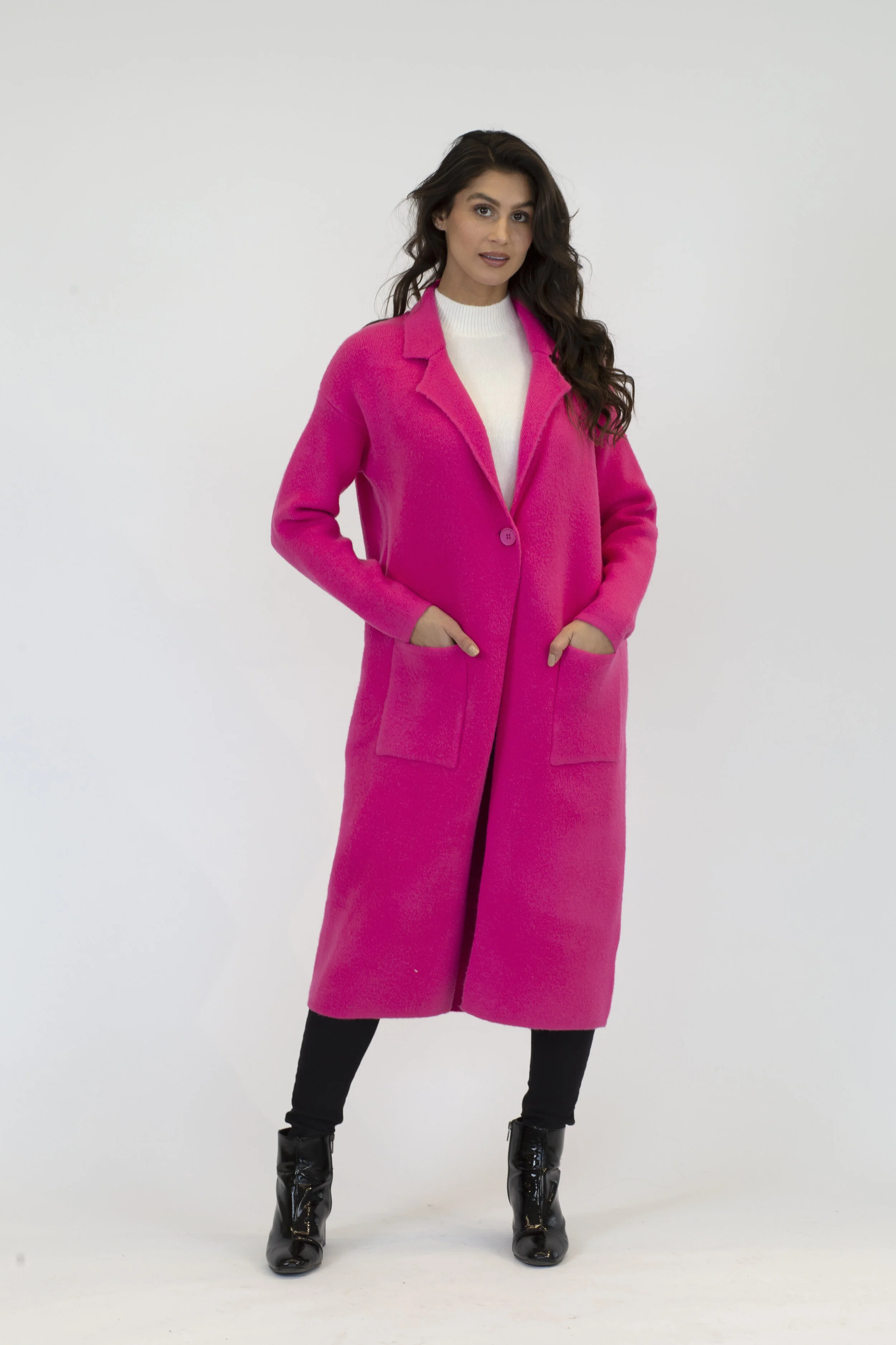 bright pink long coat