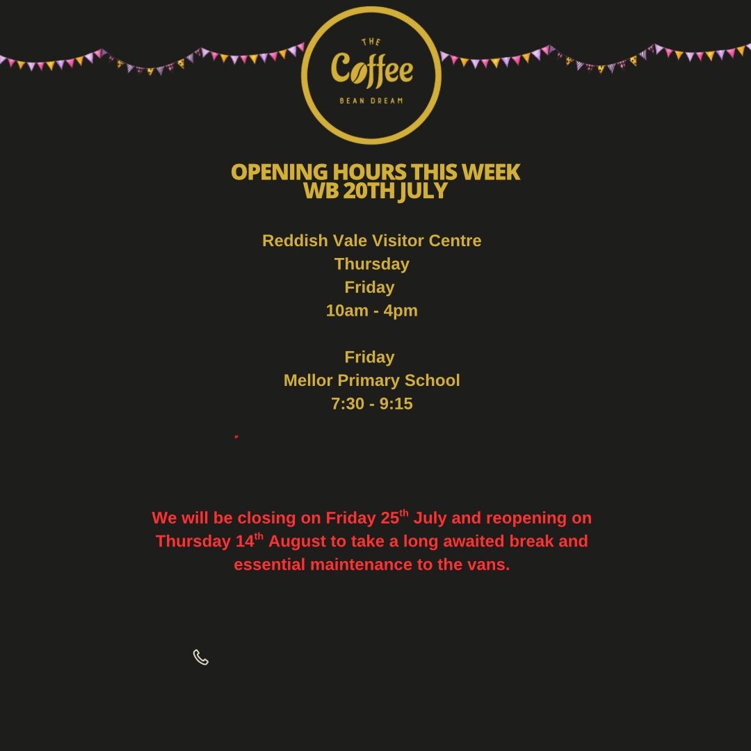 Reddish Vale Visitor Centre Thursday Friday Saturday Sunday 10am - 3pm Thursday Reddish Vale High School 730 - 900 Friday Mellor Primary School 730 - 915 Saturday Marple Hall 9 - 1pm.jpeg