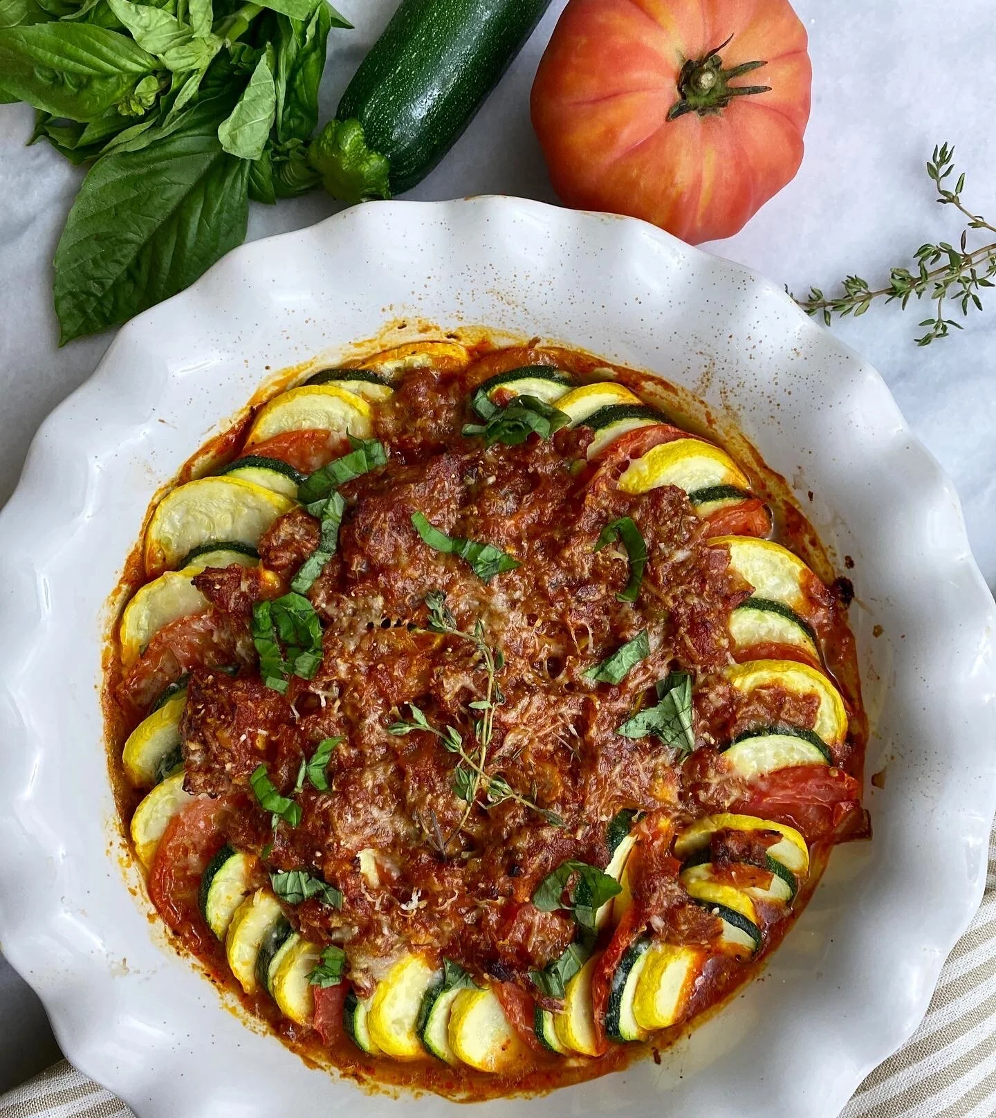 ZUCCHINI, SQUASH AND TOMATO GRATIN