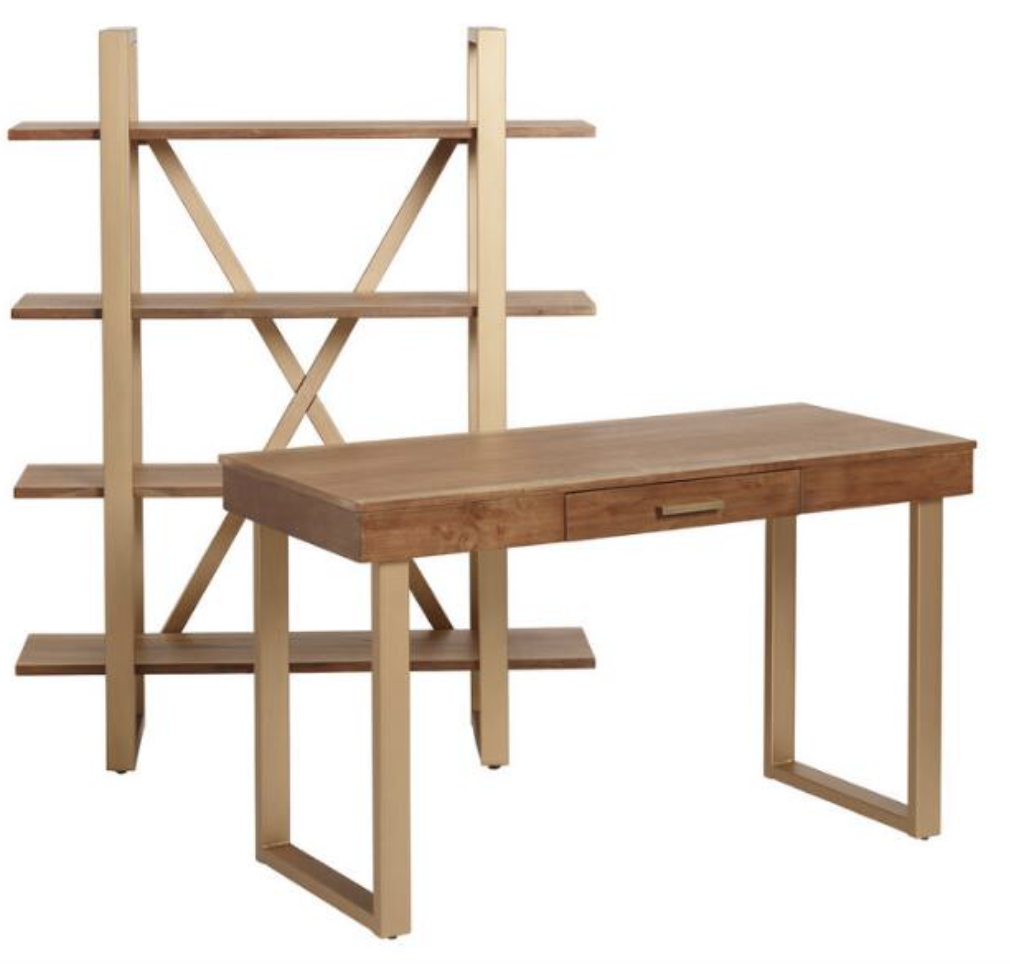 Wood And Gold Metal Sloan Home Office Collection