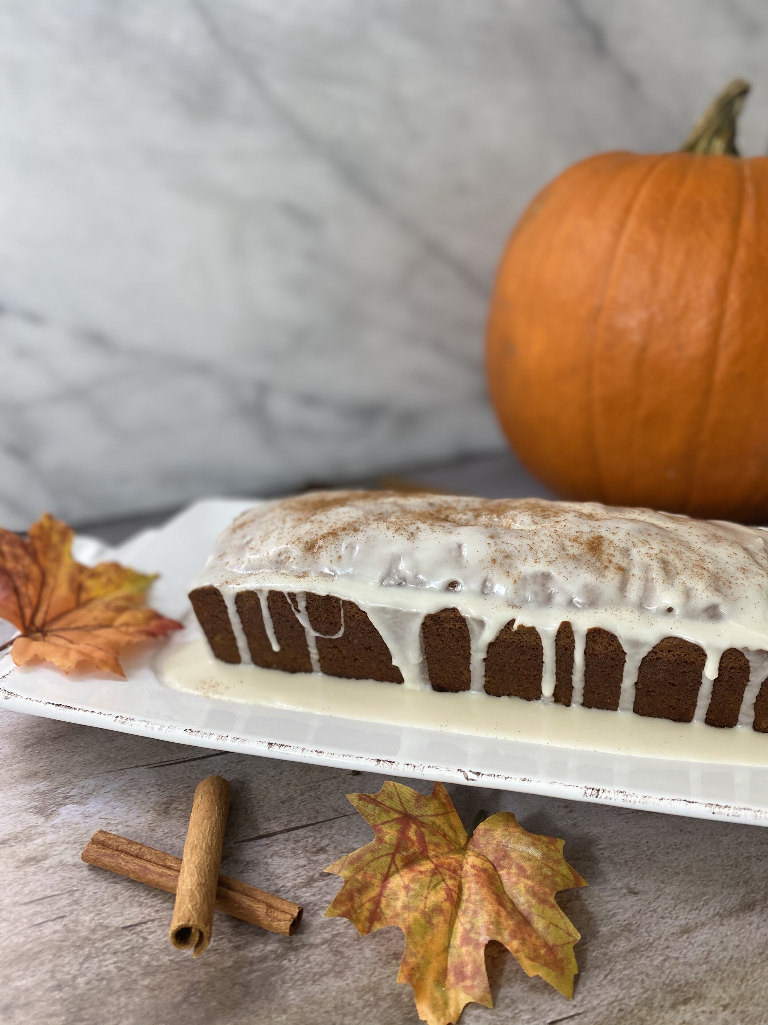PUMPKIN BREAD WITH VANILLA GLAZE