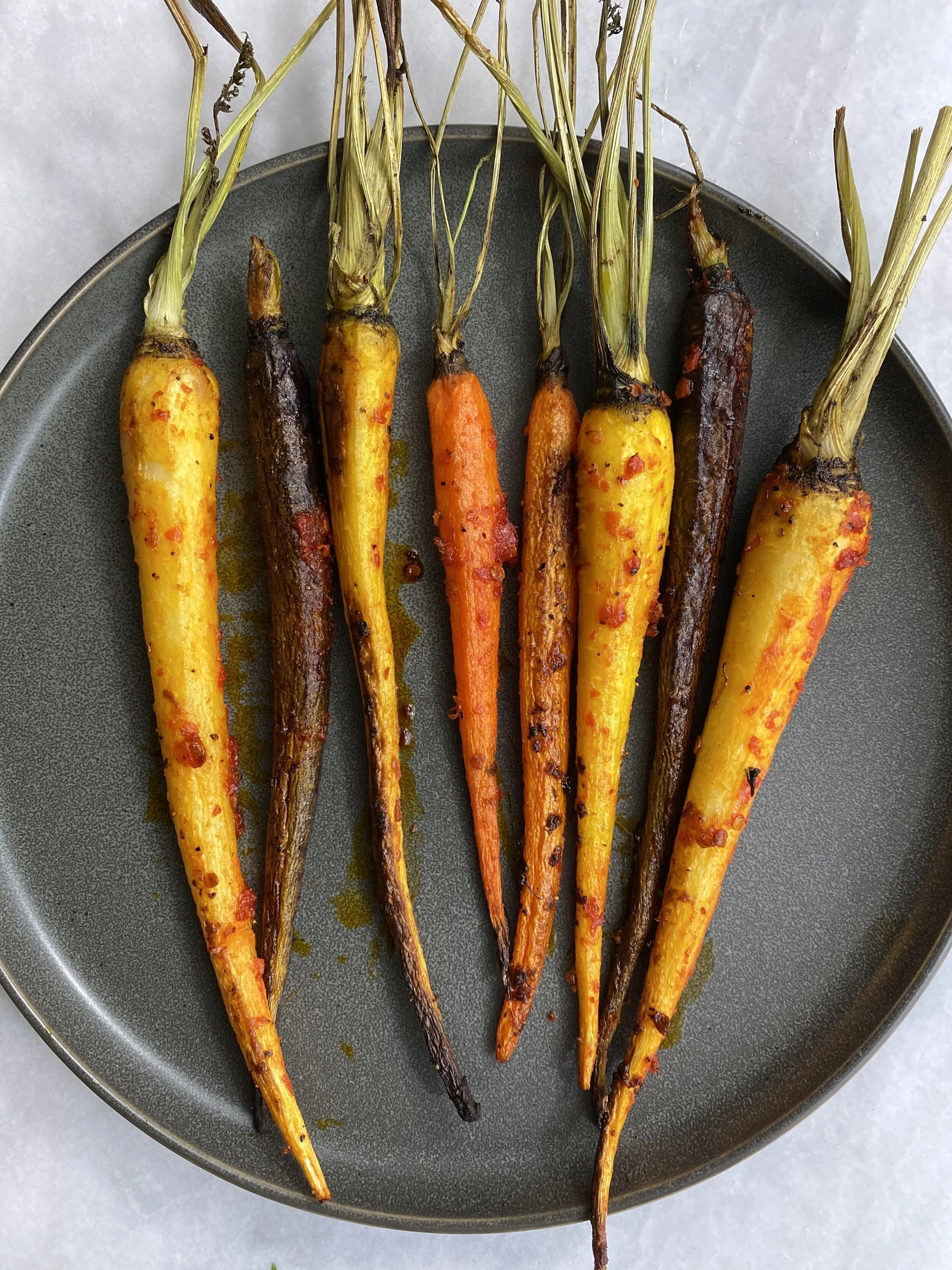 HARISSA ROASTED HEIRLOOM CARROTS