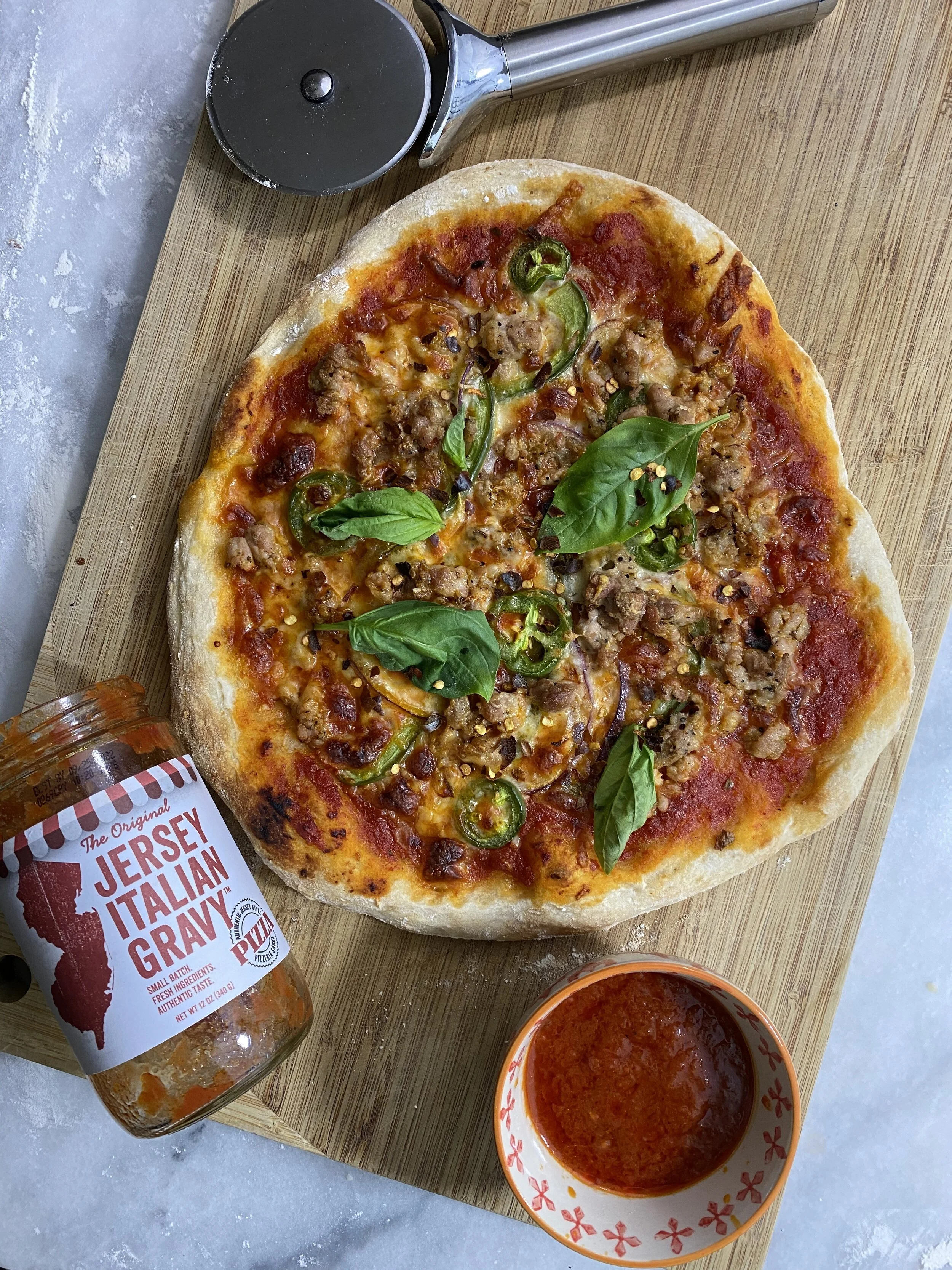 SOURDOUGH PIZZA WITH SAUSAGE &amp; VEGGIES