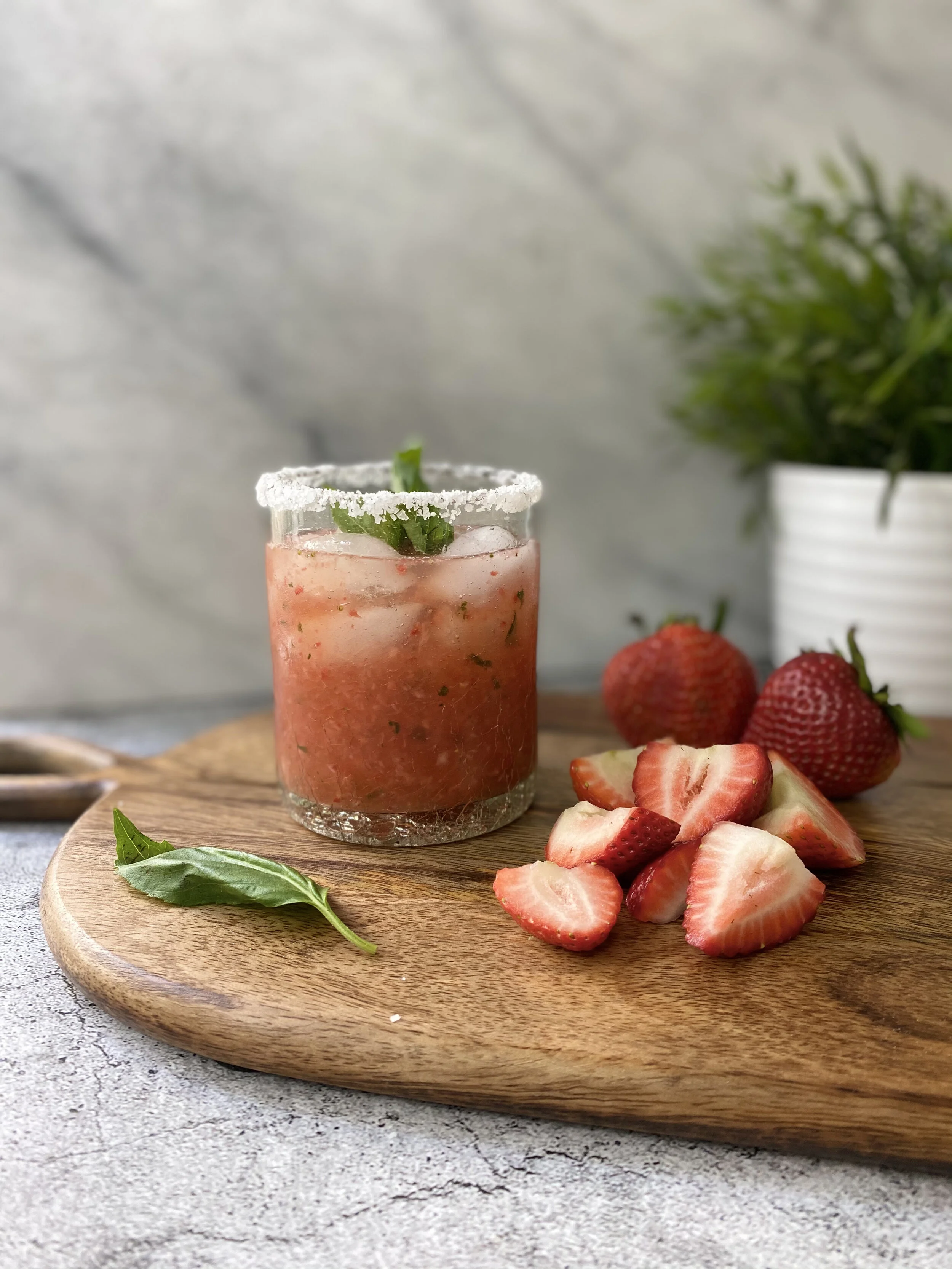 STRAWBERRY BASIL MARGARITAS
