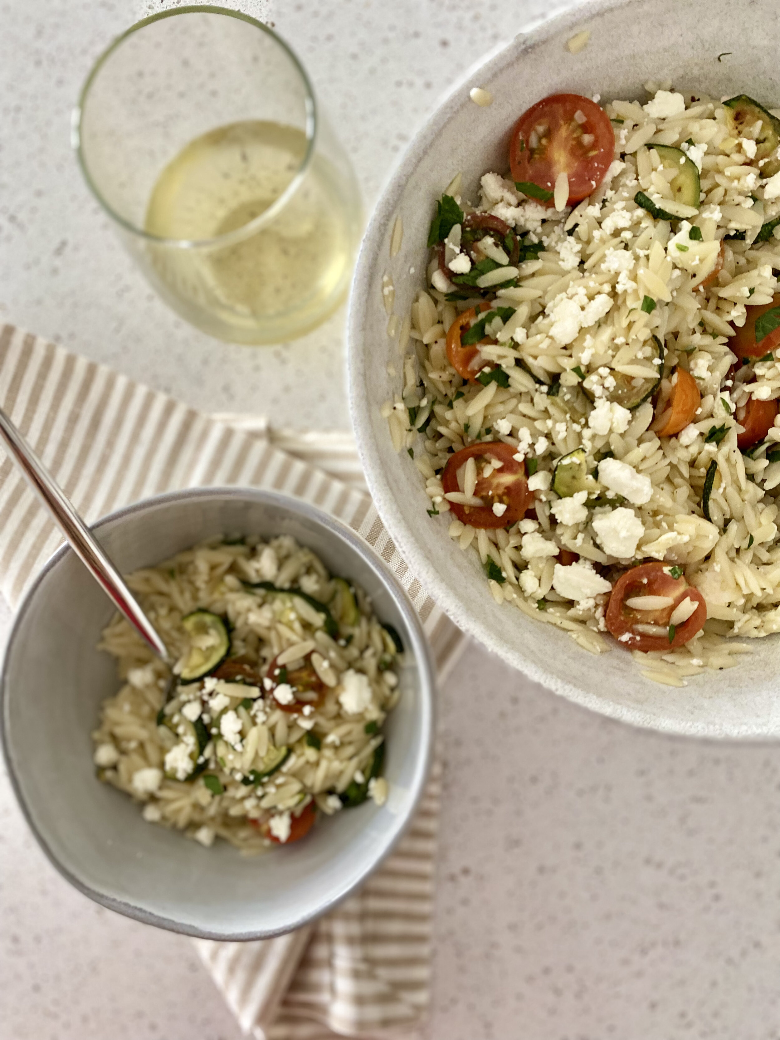 LEMON ORZO WITH ROASTED ZUCCHINI