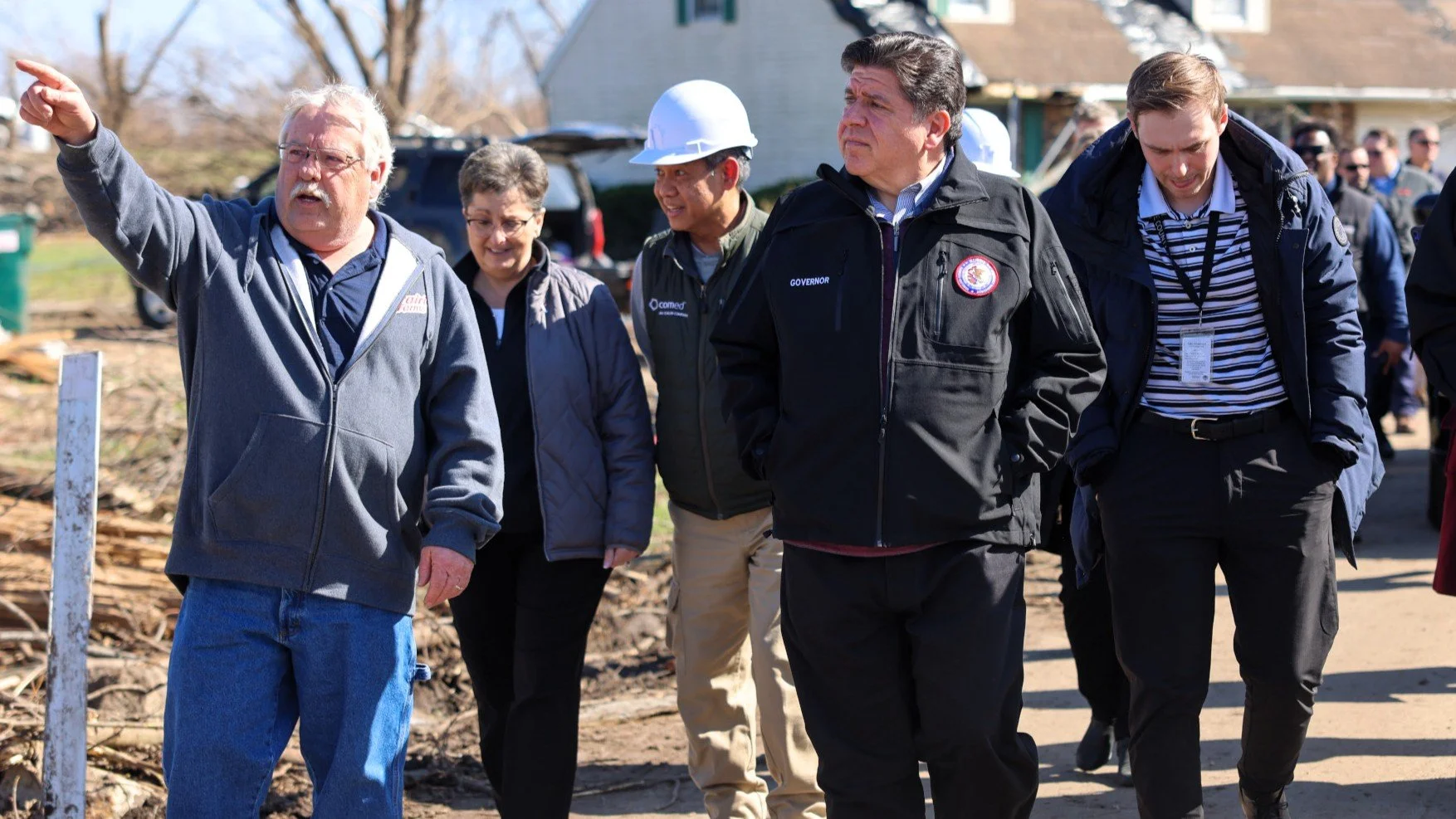 Pritzker Tours Tornado Ravaged Kankakee County