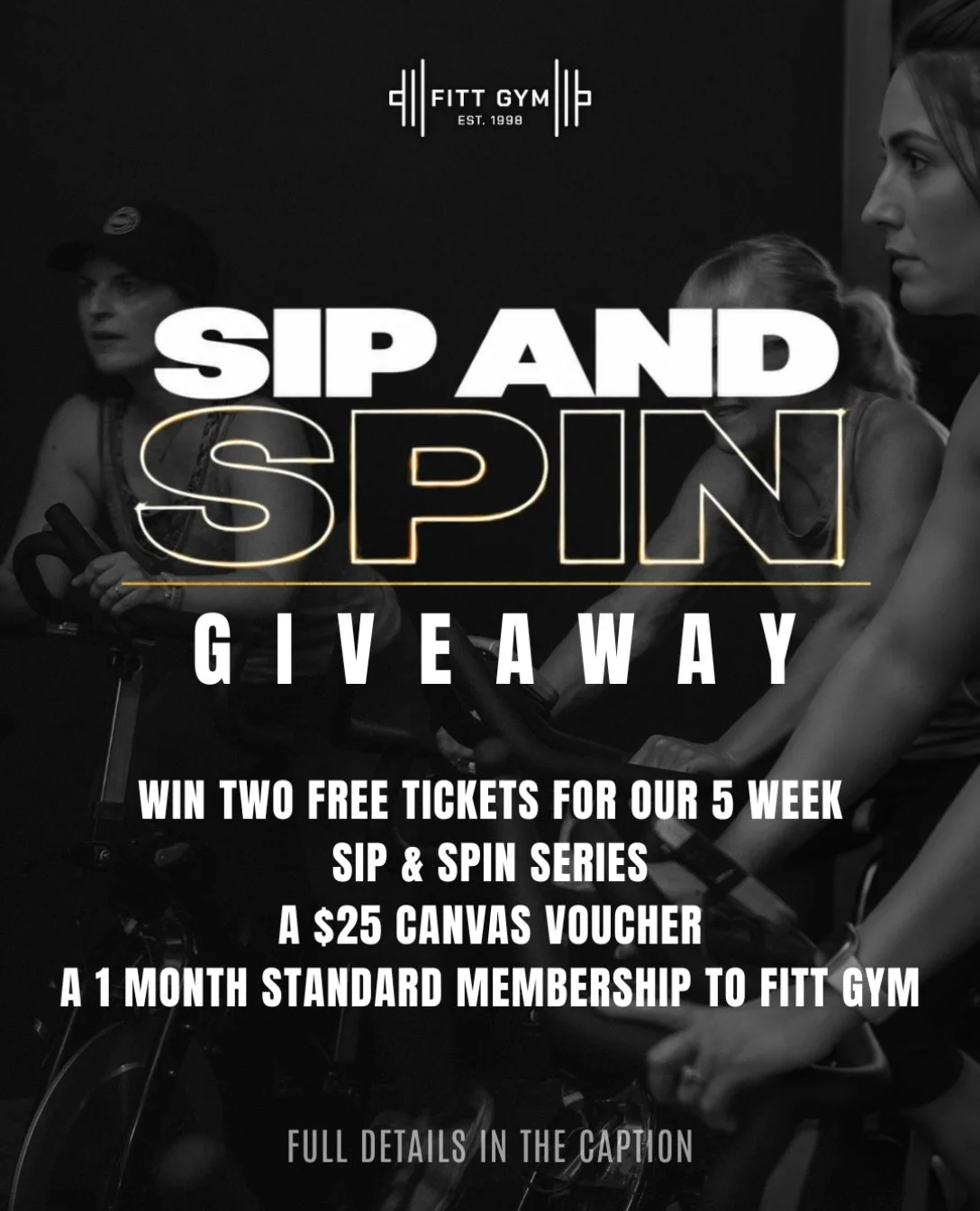 🚨 GIVEAWAY ALERT! 🚨

We&rsquo;re giving one lucky winner the ULTIMATE Sip &amp; Spin prize package! 🥂

🎁 HERE&rsquo;S WHAT YOU COULD WIN:
🎟️ TWO FREE Golden Tickets to our entire 5-week Sip &amp; Spin Series!
🍹 A $25 voucher to Canvas!
💪 A FRE