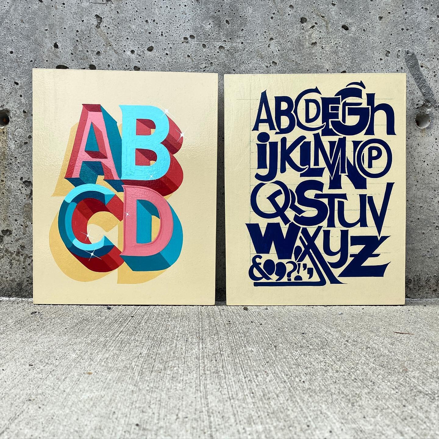Small pieces we created for a showing with @ourtypes at @oaklandgallery 
.
.
.
#London #RockyRoadStudios #Panel #Lettering #AlwaysHandPaint #Letters #HandLettering #Artwork