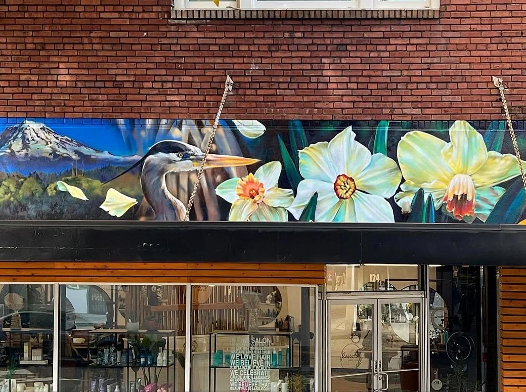 Mural painted in Downtown Puyallap, showcasing some of the towns history and what it&rsquo;s known for 🐟 

#RockyRoadStudios