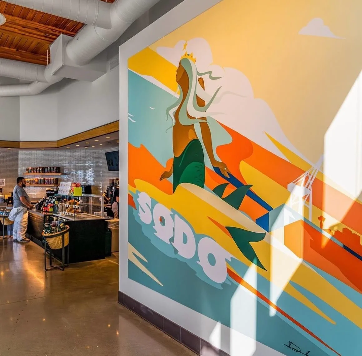 Mural we painted at the @starbucks SODO, designed by our friend @creative_lou 

Photos &amp; Design by @creative_lou 

#RockyRoadStudios