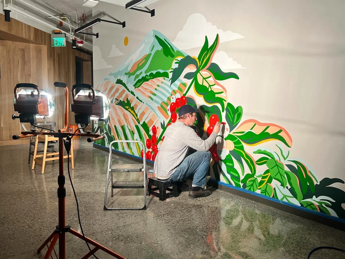 Mural painted at Starbucks Headquarters in 2022 ☕️ 

Artwork by @msjordankay 

#RockyRoadStudios