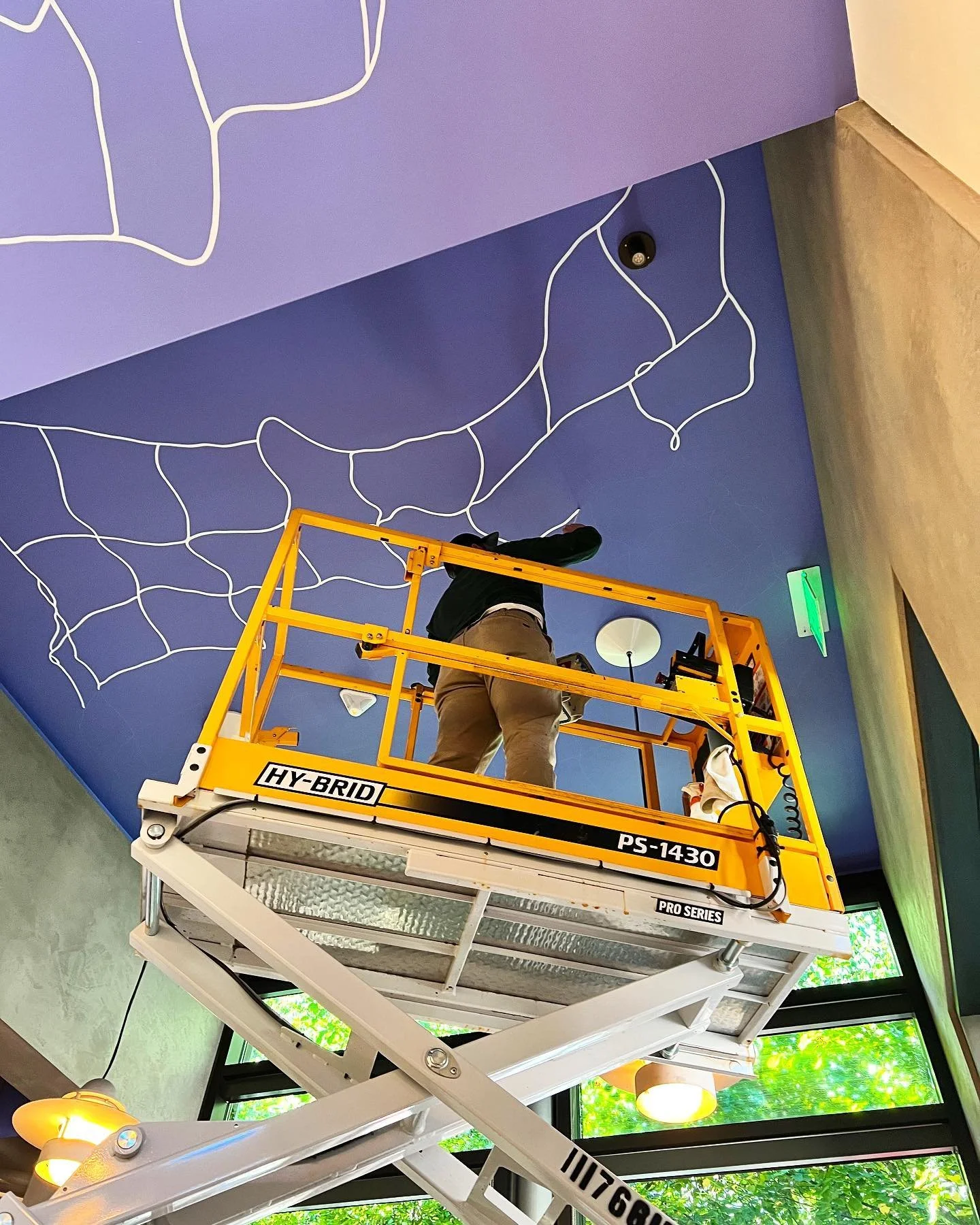 New ceiling mural in progress at the @fryeartmuseum cafe ! 

#RockyRocdStudios #FryeArfMuseum