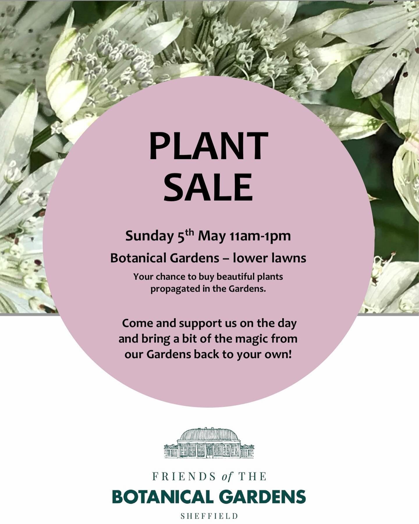 Save the dates for the Bank Holiday weekend&hellip;&hellip;.

On Sunday 5 May we&rsquo;re holding our first @fobsheffield Plant Sale in #sheffieldbotanicalgardens - 11 - 1pm on the lower lawns (or in the greenhouses if wet)

On Saturday, Sunday and M