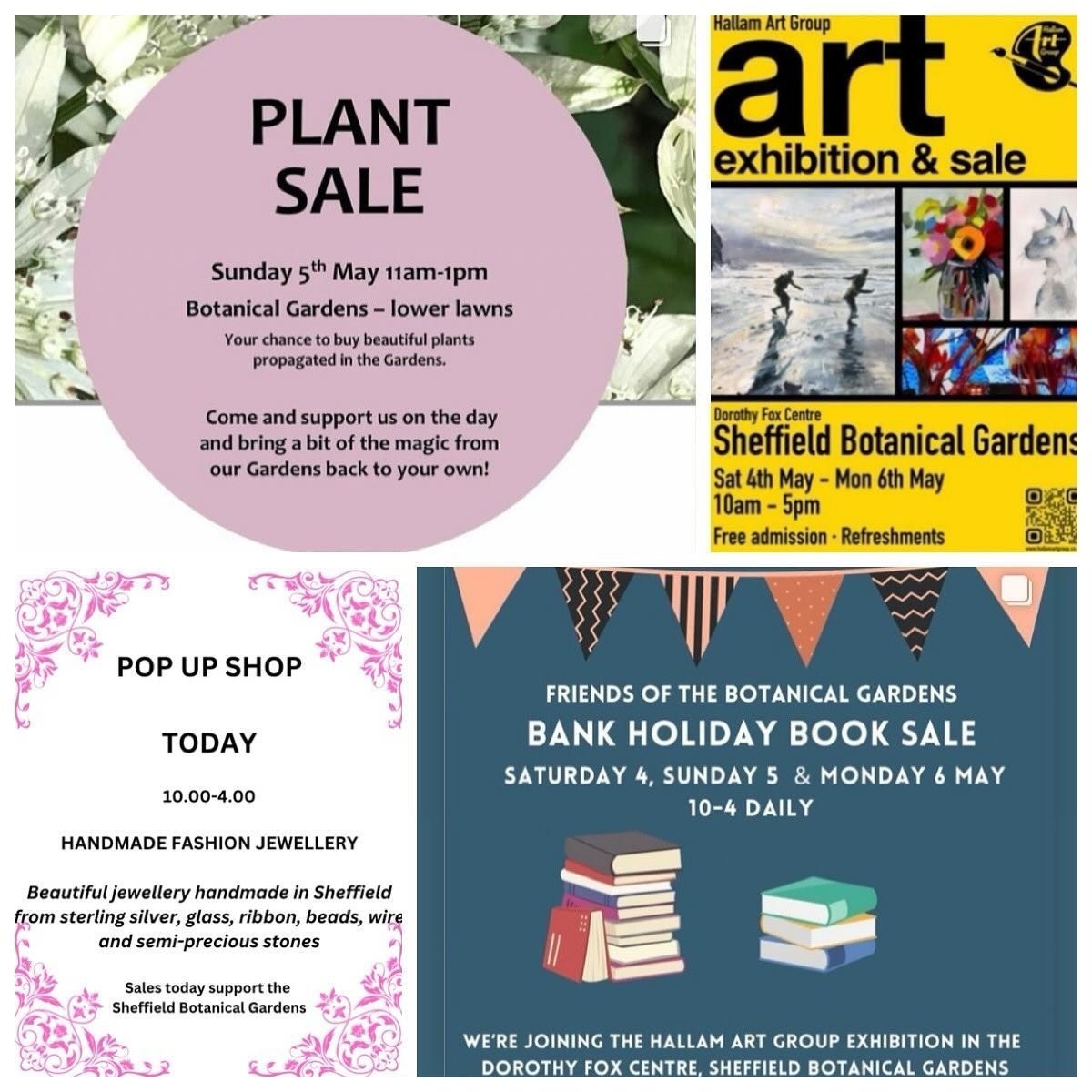 Just a reminder of what&rsquo;s on today (Sunday) at #sheffieldbotanicalgardens&hellip;&hellip;.

&bull; Plant sale 11-1
&bull; Books and lots of new botanical goods sale 10-4
&bull; Handmade fashion jewellery 10-4
&bull; Art exhibition and sale 10-5